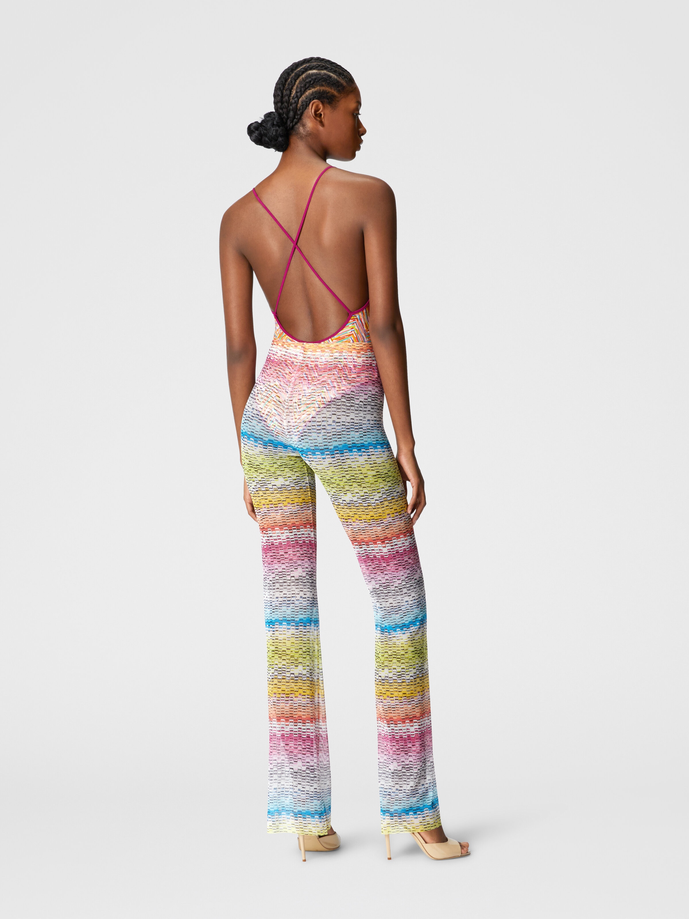 Pantaloni dritti in tulle stampato, Multicolore  - 2