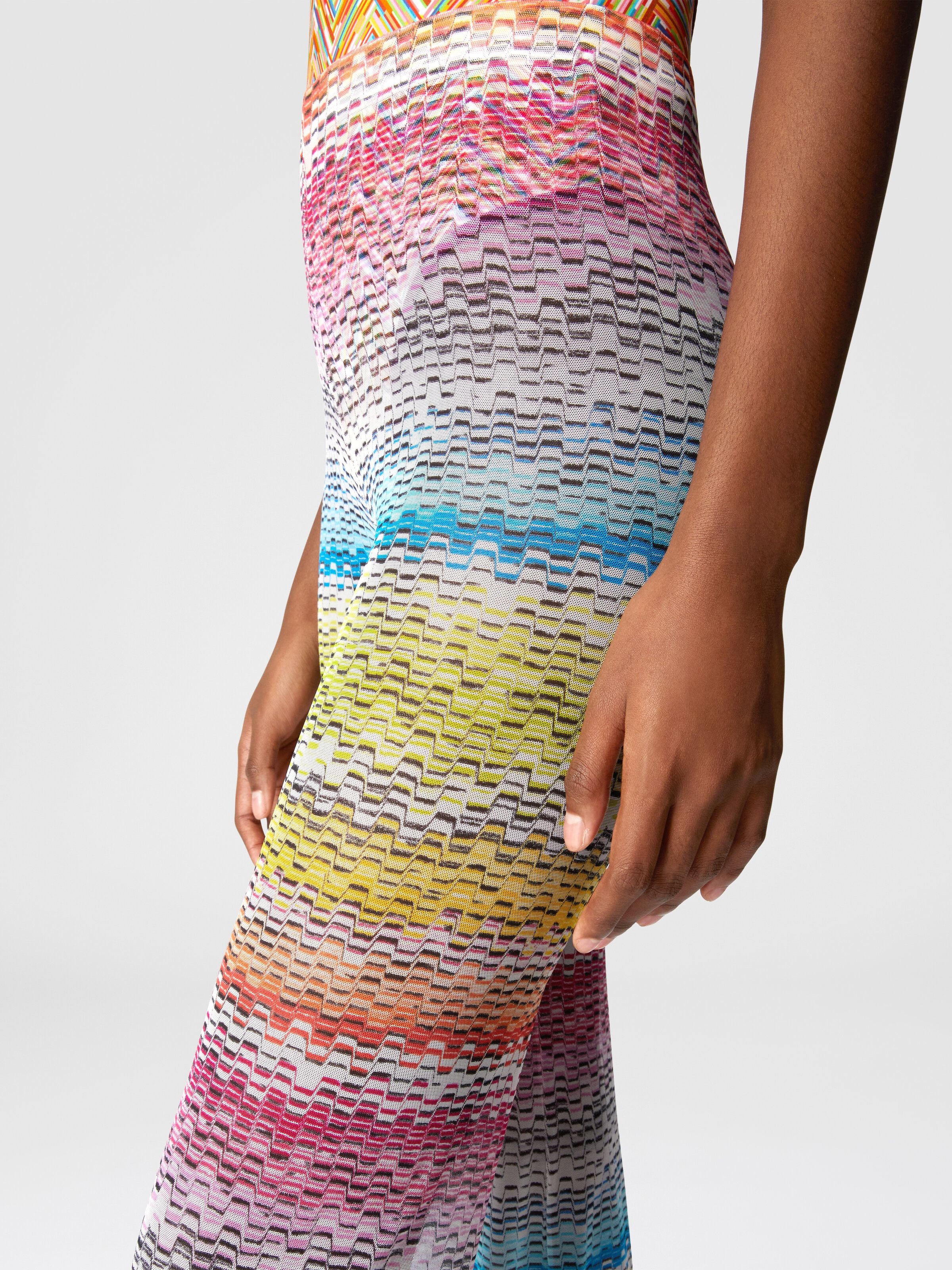 Pantaloni dritti in tulle stampato, Multicolore  - 4