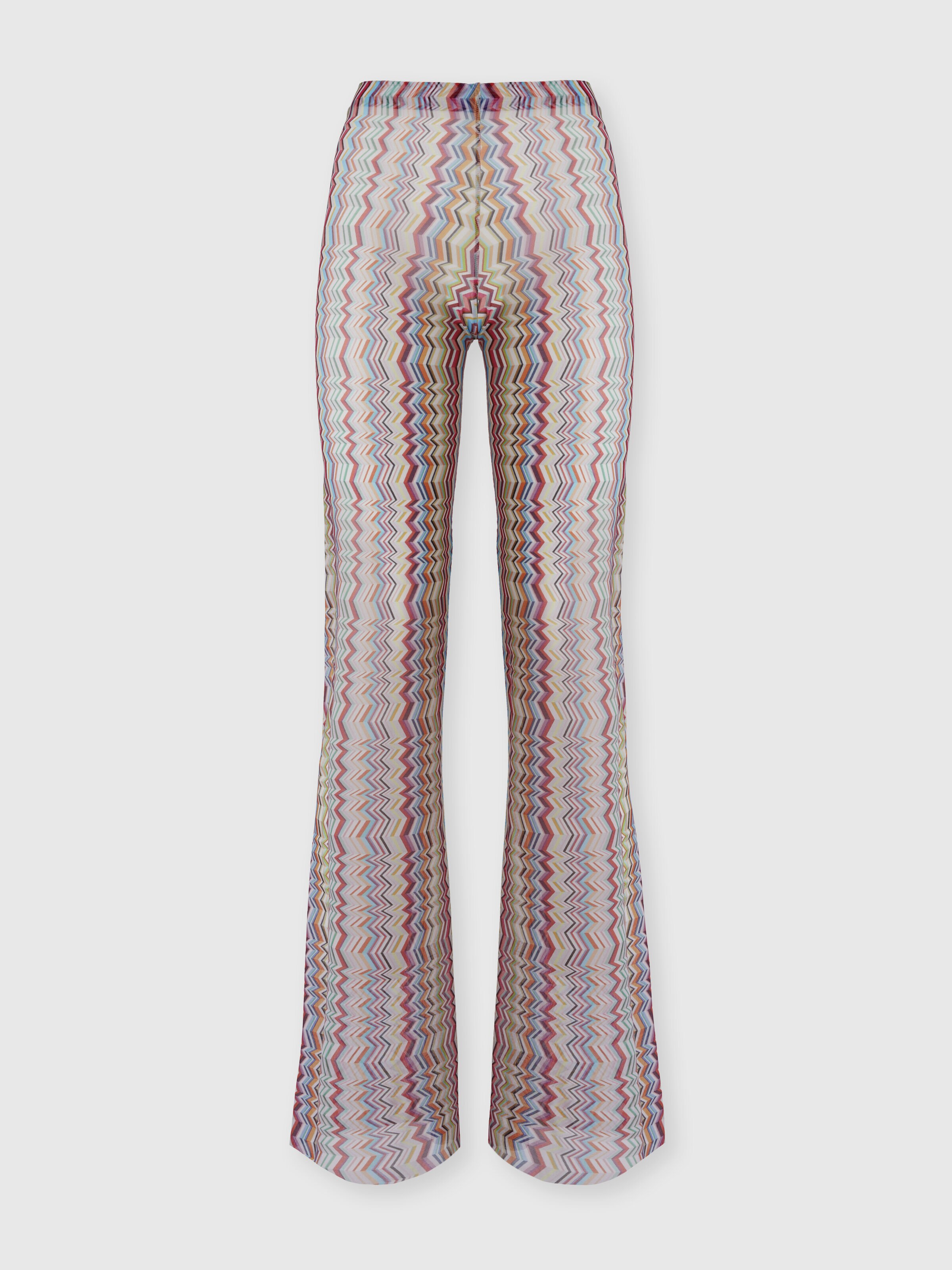 Flared pants in printed zigzag tulle, Multicoloured  - 0