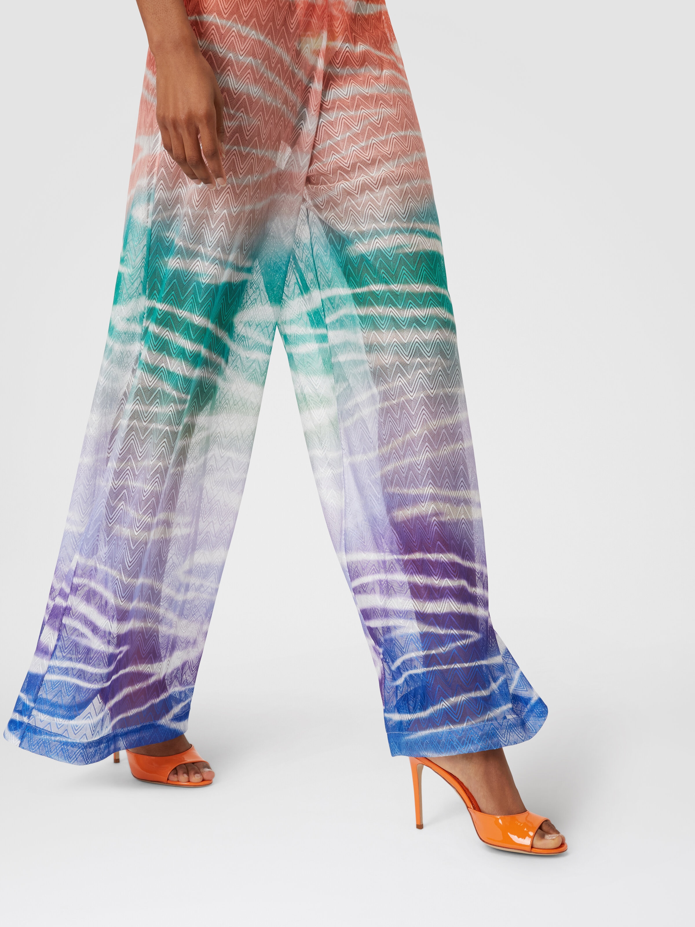 Tie-dye print cover up trousers, Multicoloured  - 4
