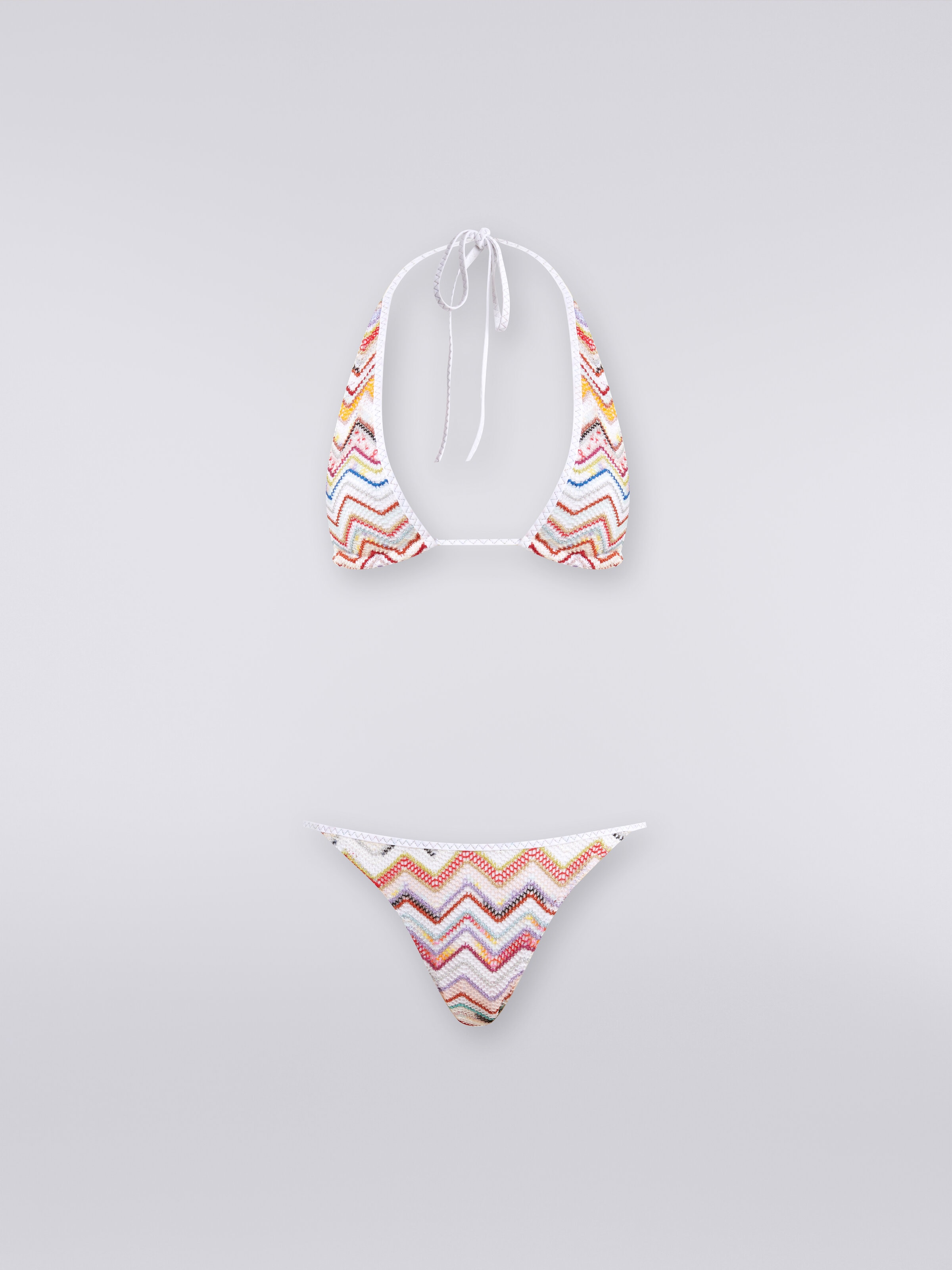 Bikini de ganchillo zigzag con lúrex, Multicolor  - 0
