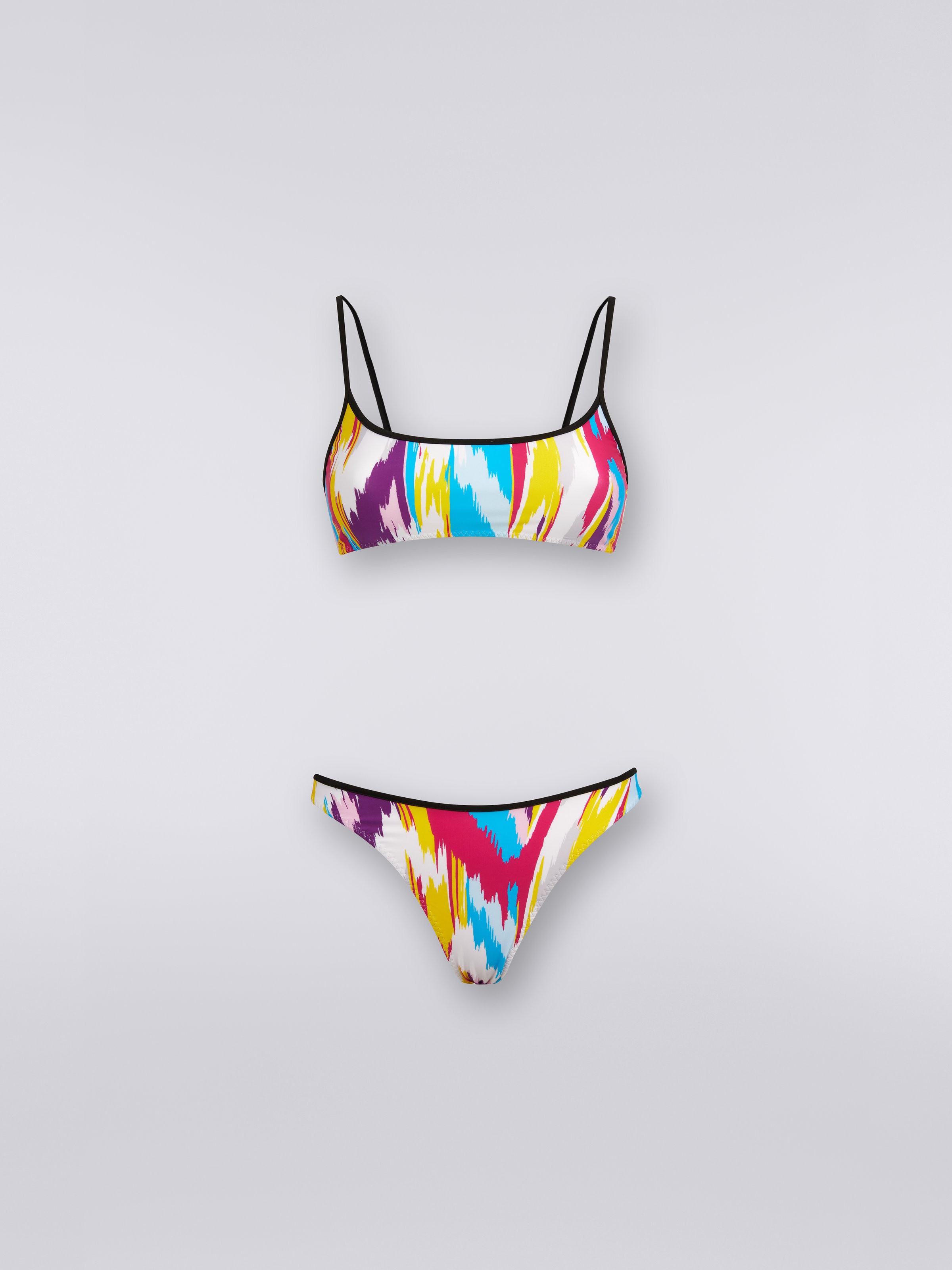 Nylon blend bikini with zigzag print, Multicoloured  - 0