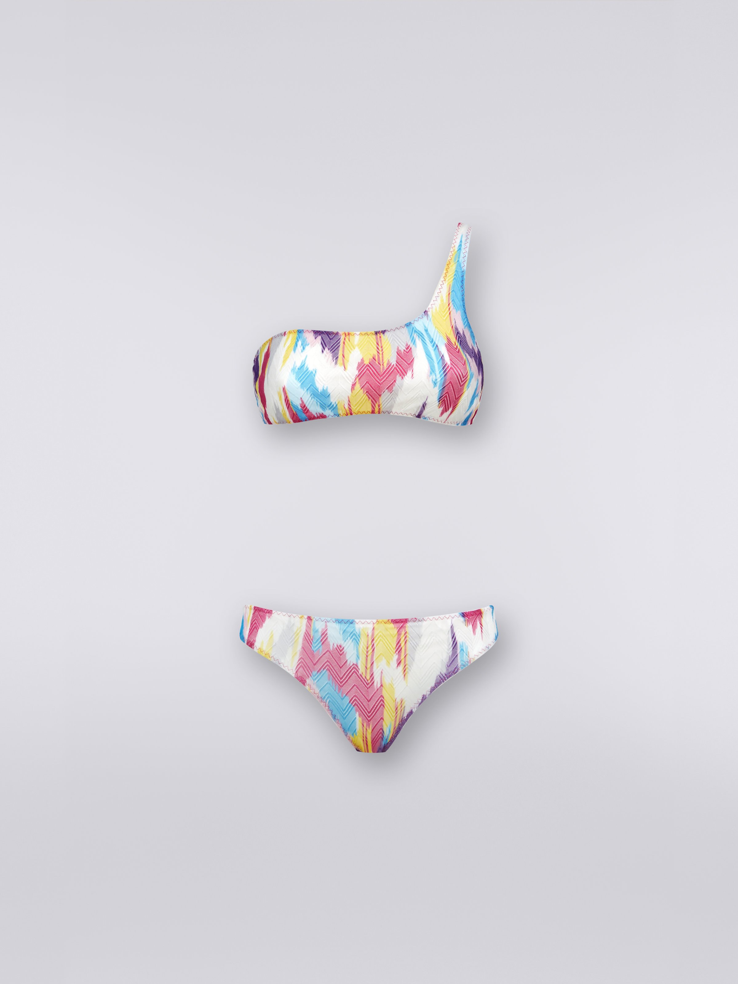Bikini de un tirante con estampado flameado, Multicolor  - 0