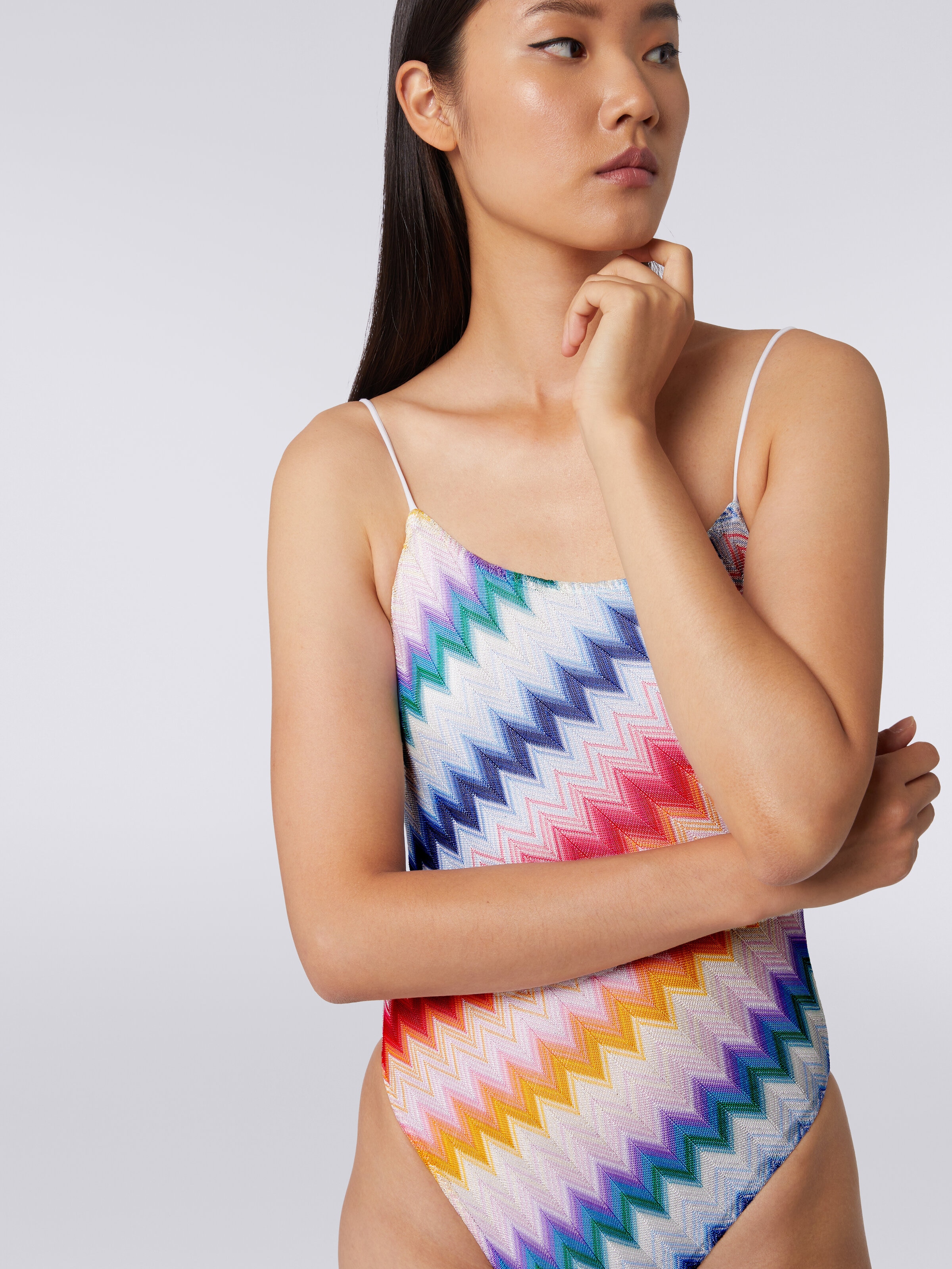 Costume intero zig zag con lurex, Multicolore  - 4