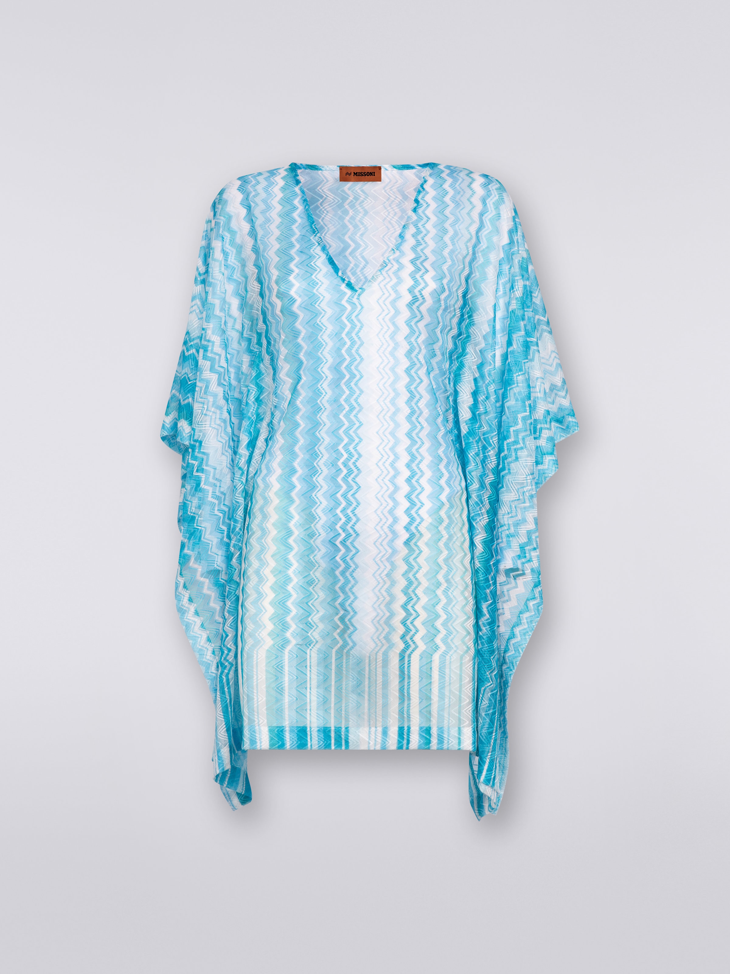 Caftan court à chevrons, Bleu Ciel - 0