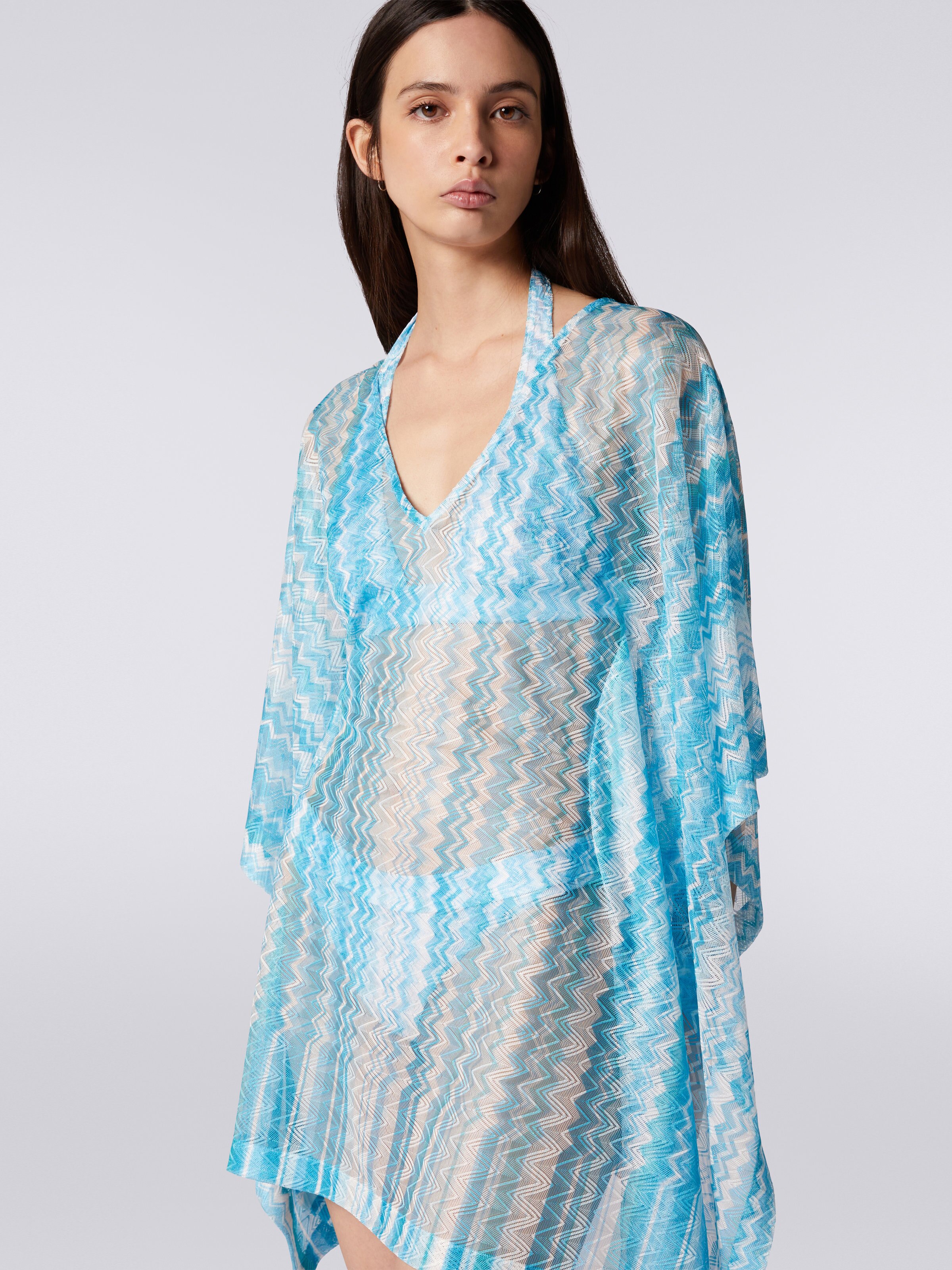 Caftan court à chevrons, Bleu Ciel - 4