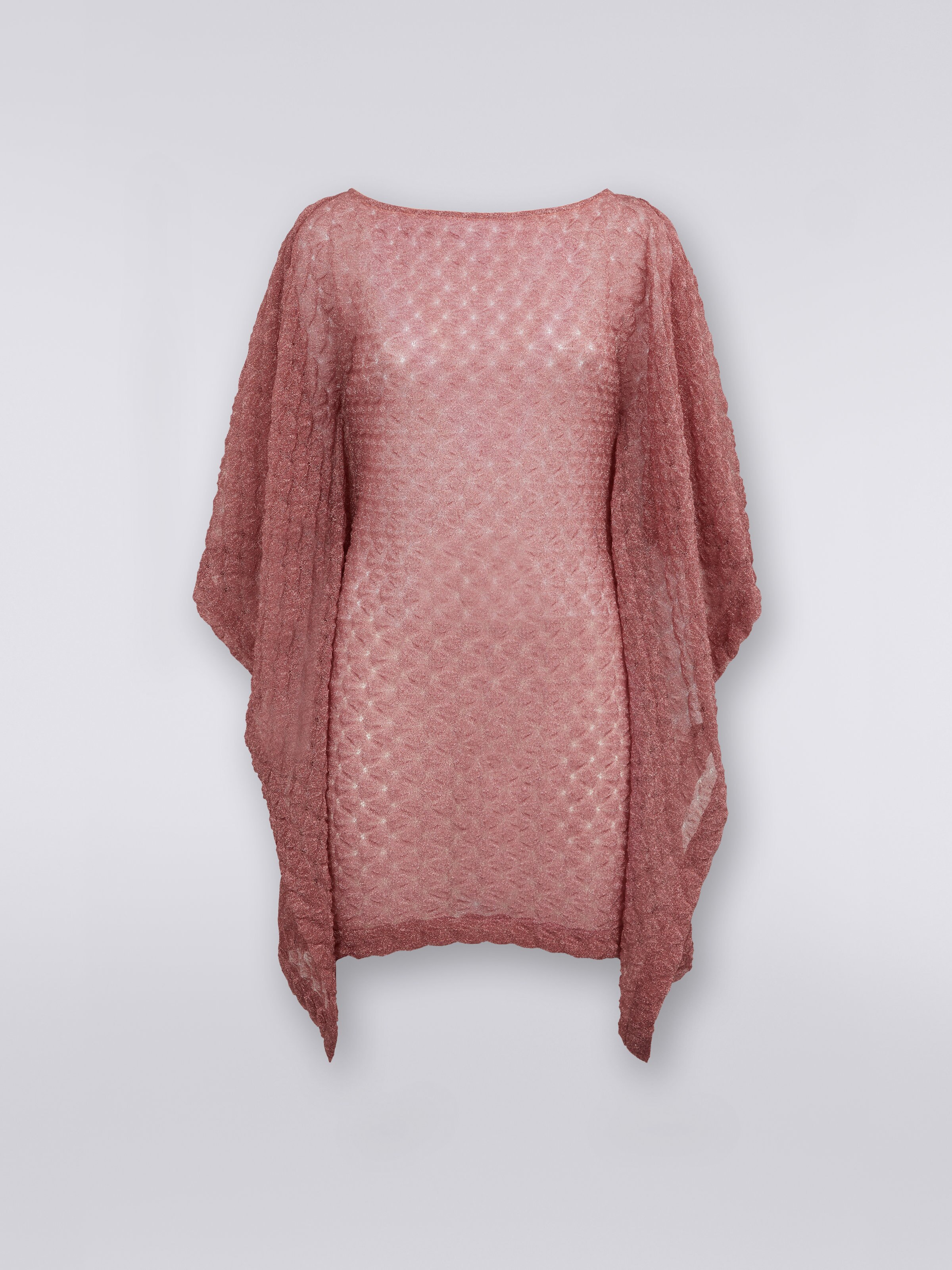 Short kaftan cover up, Pink Lamé - 0