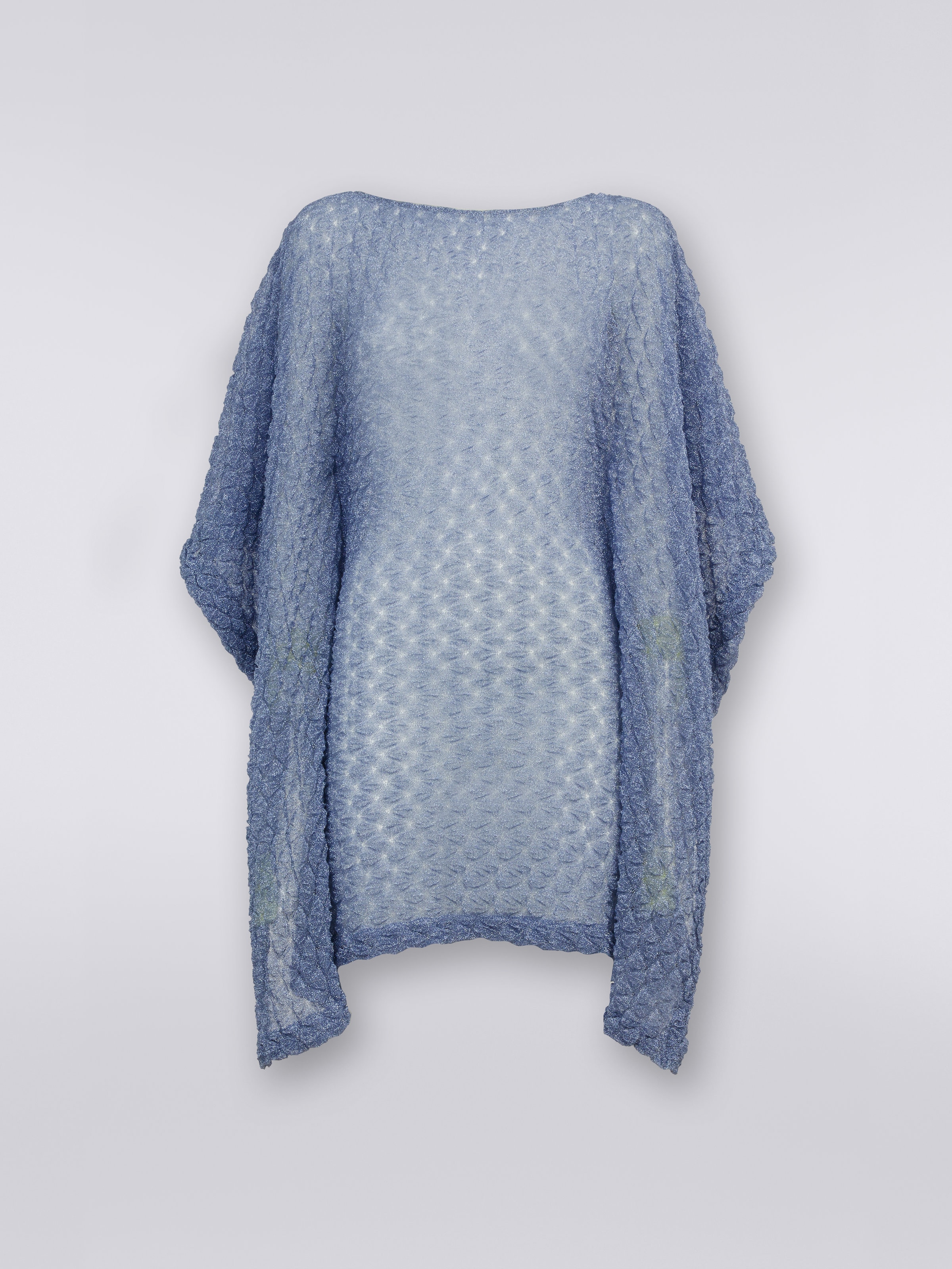 Caftan court, Bleu Clair Lamé - 0