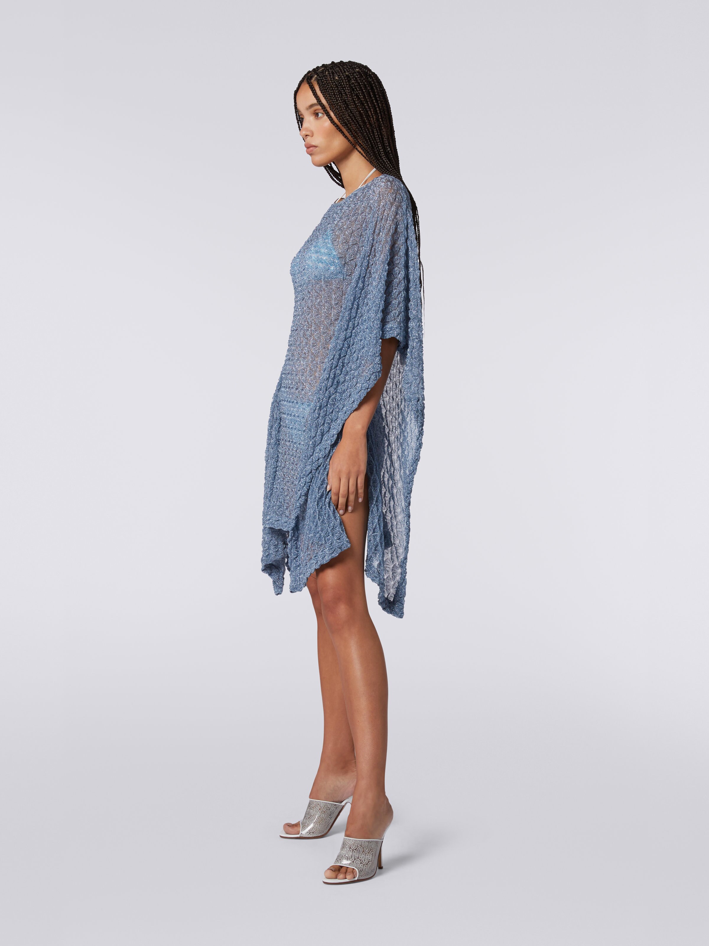 Caftan court, Bleu Clair Lamé - 2