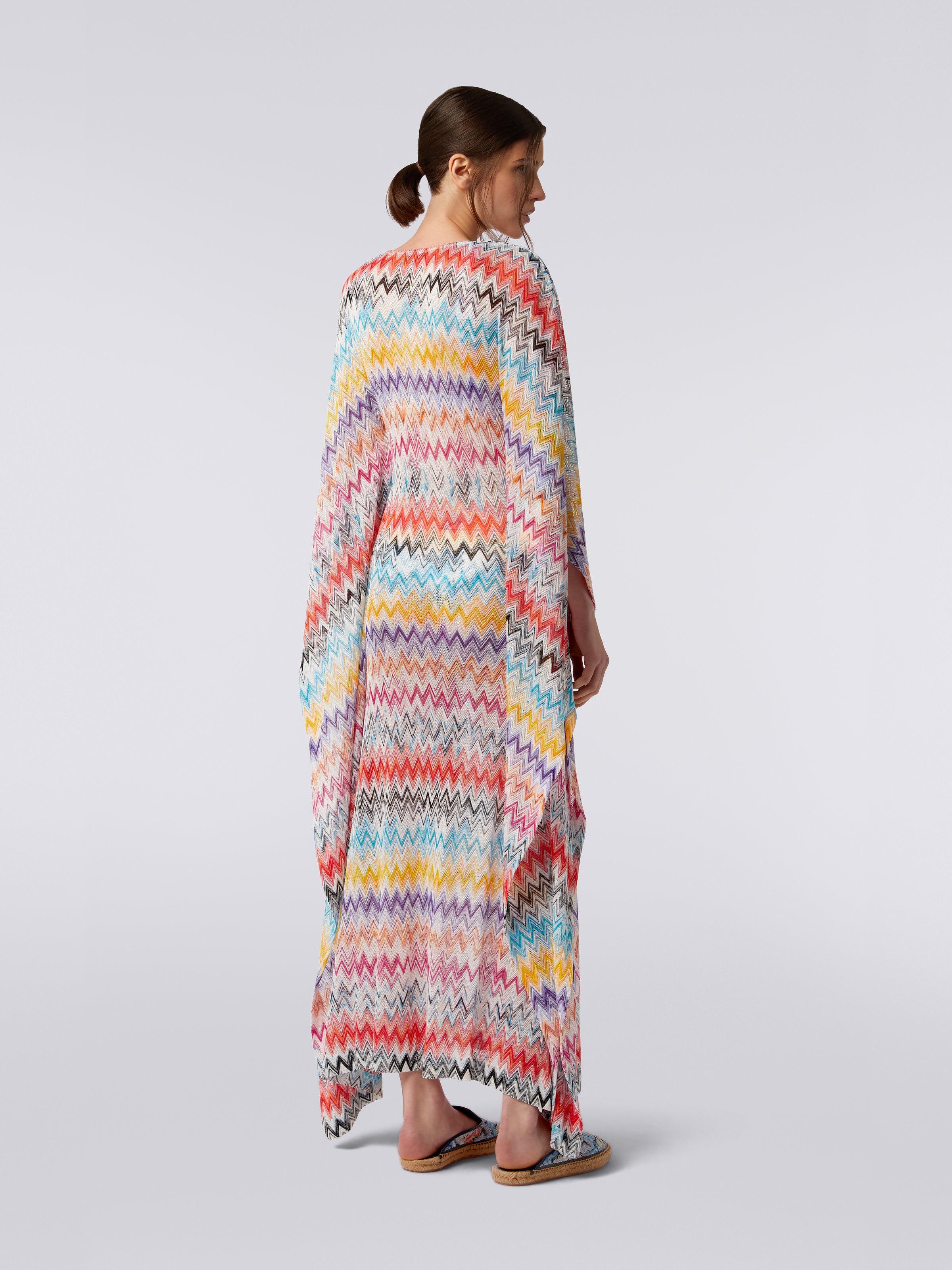 Long zigzag viscose kaftan cover up, Multicoloured - 3