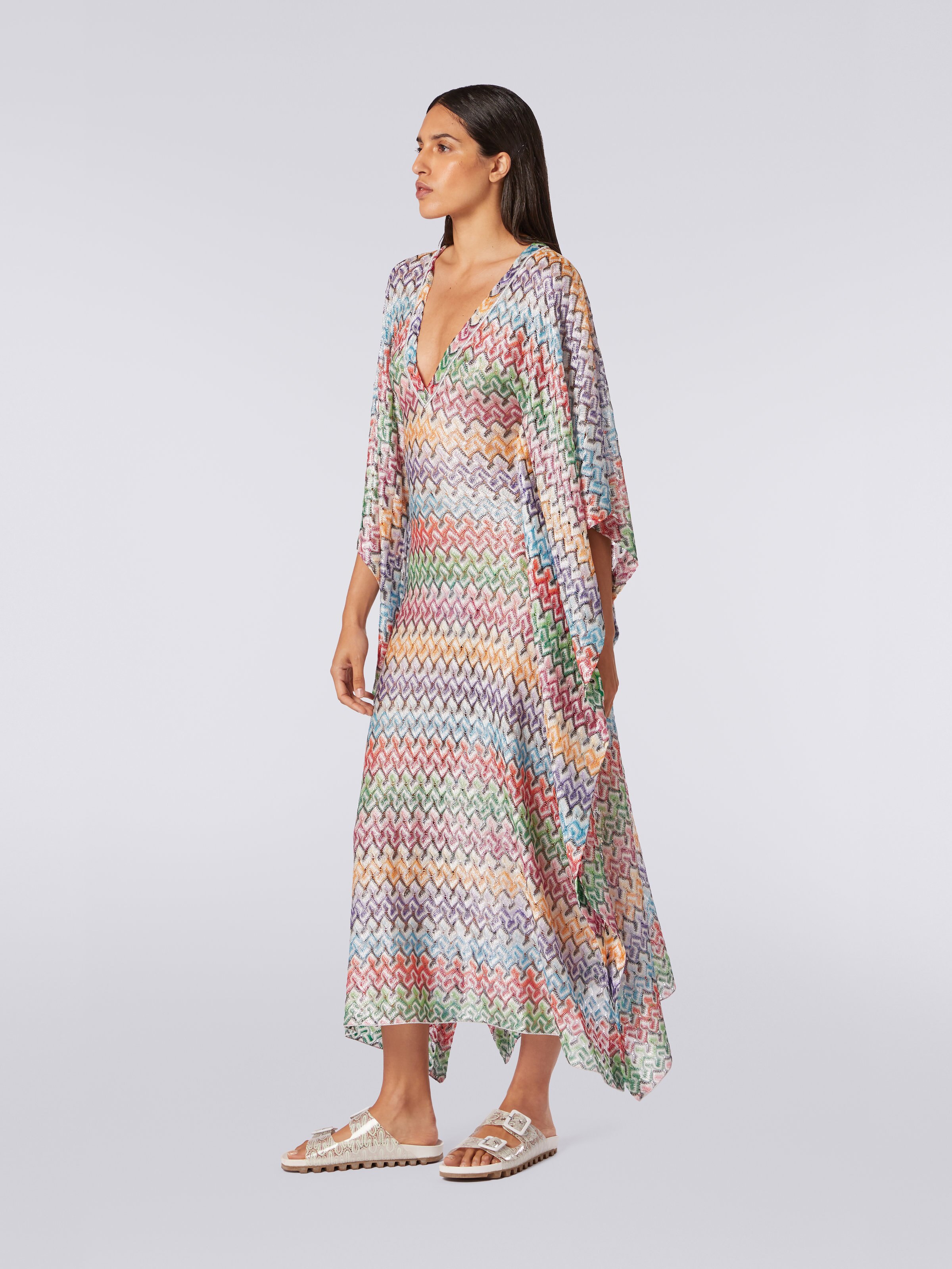 Caftan cache-maillot long en maille de viscose, Multicolore  - 2
