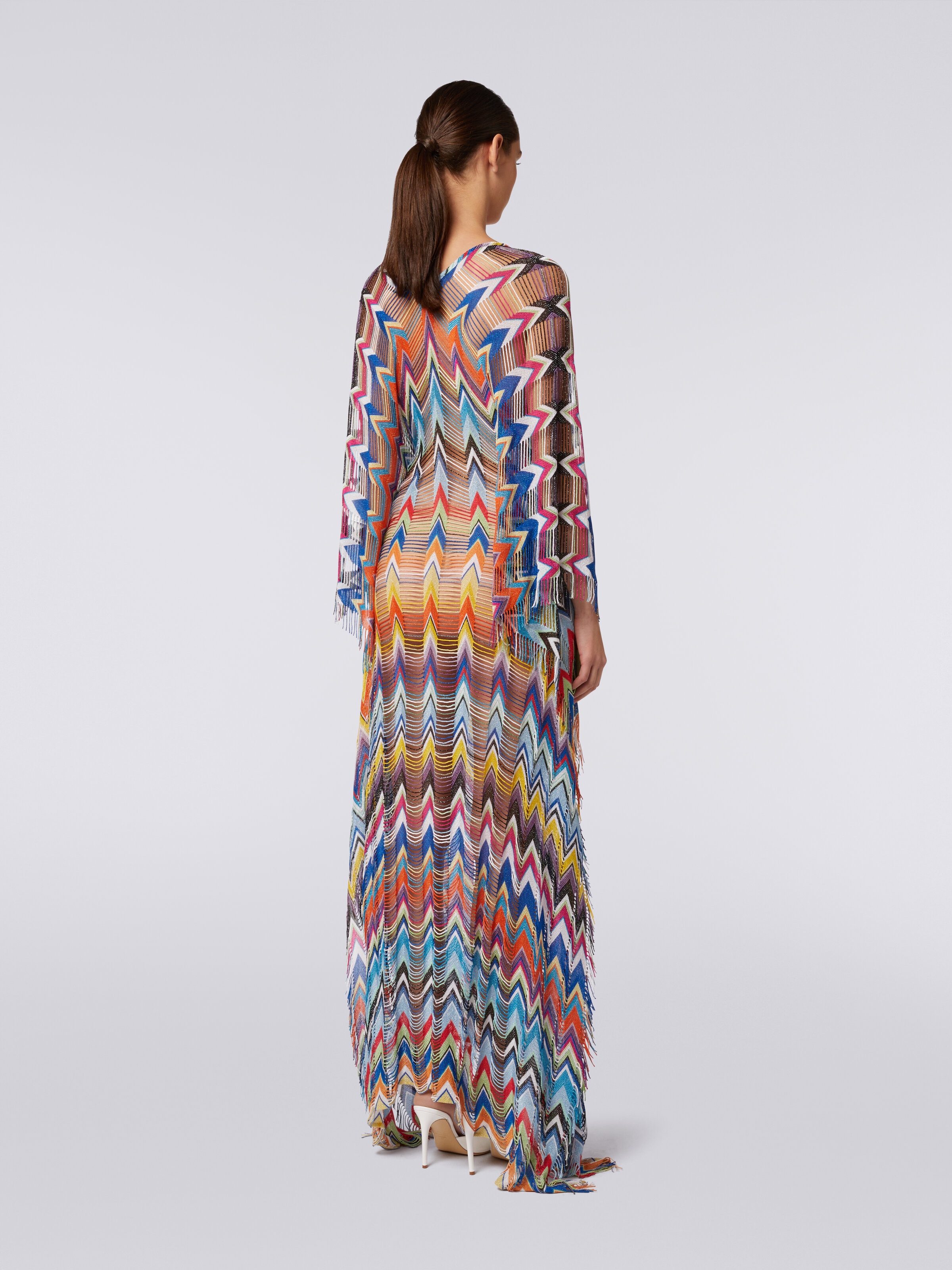 Fringed long cover-up kaftan with lurex Multicoloured | Missoni