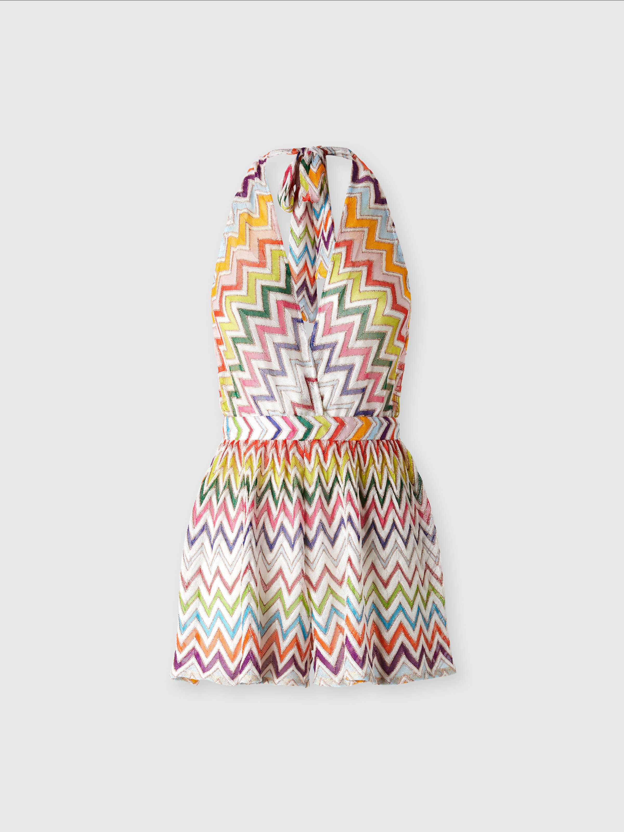 Short jumpsuit with open back, Multicoloured  - 0
