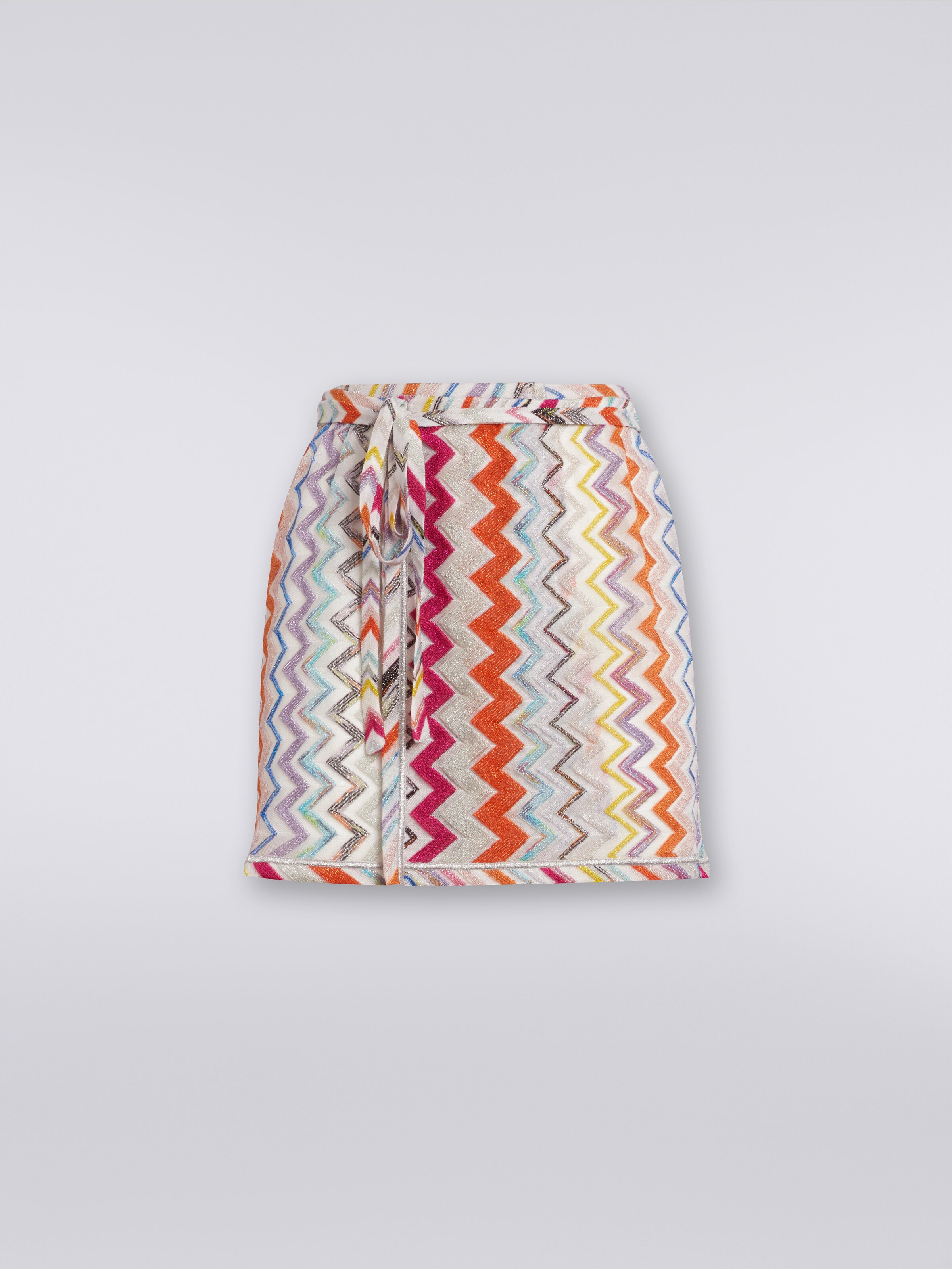 Zigzag wrap-around miniskirt with lurex, Multicoloured  - 0