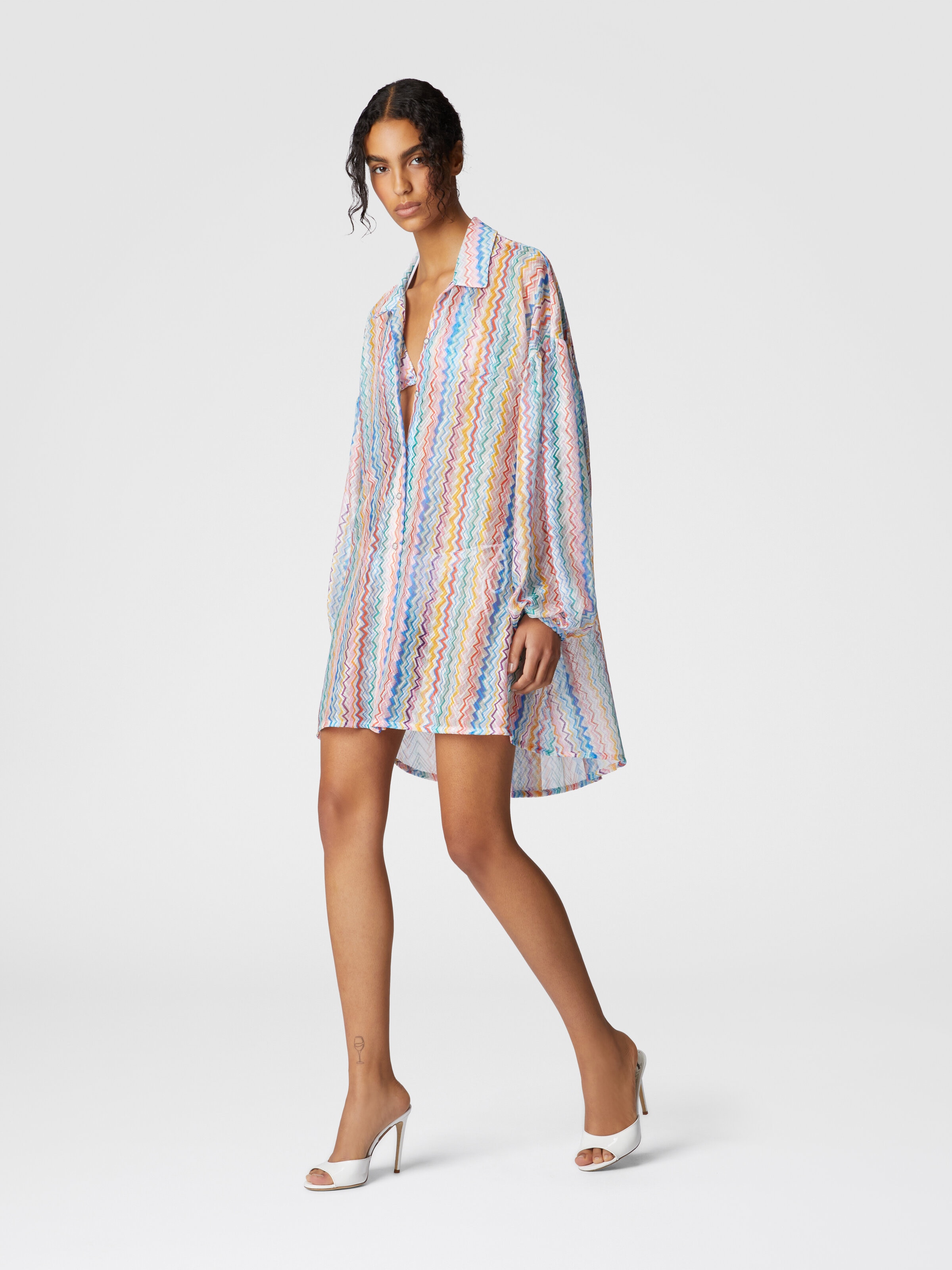 Camisa oversize con mangas abullonadas, Multicolor  - 1