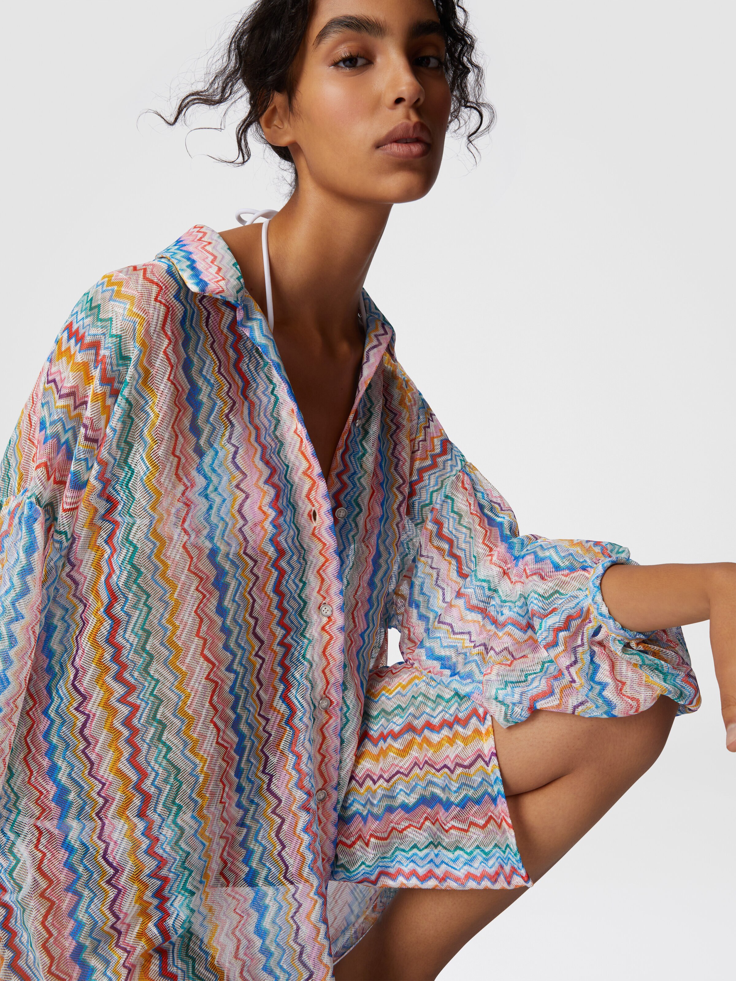 Camisa oversize con mangas abullonadas, Multicolor  - 4