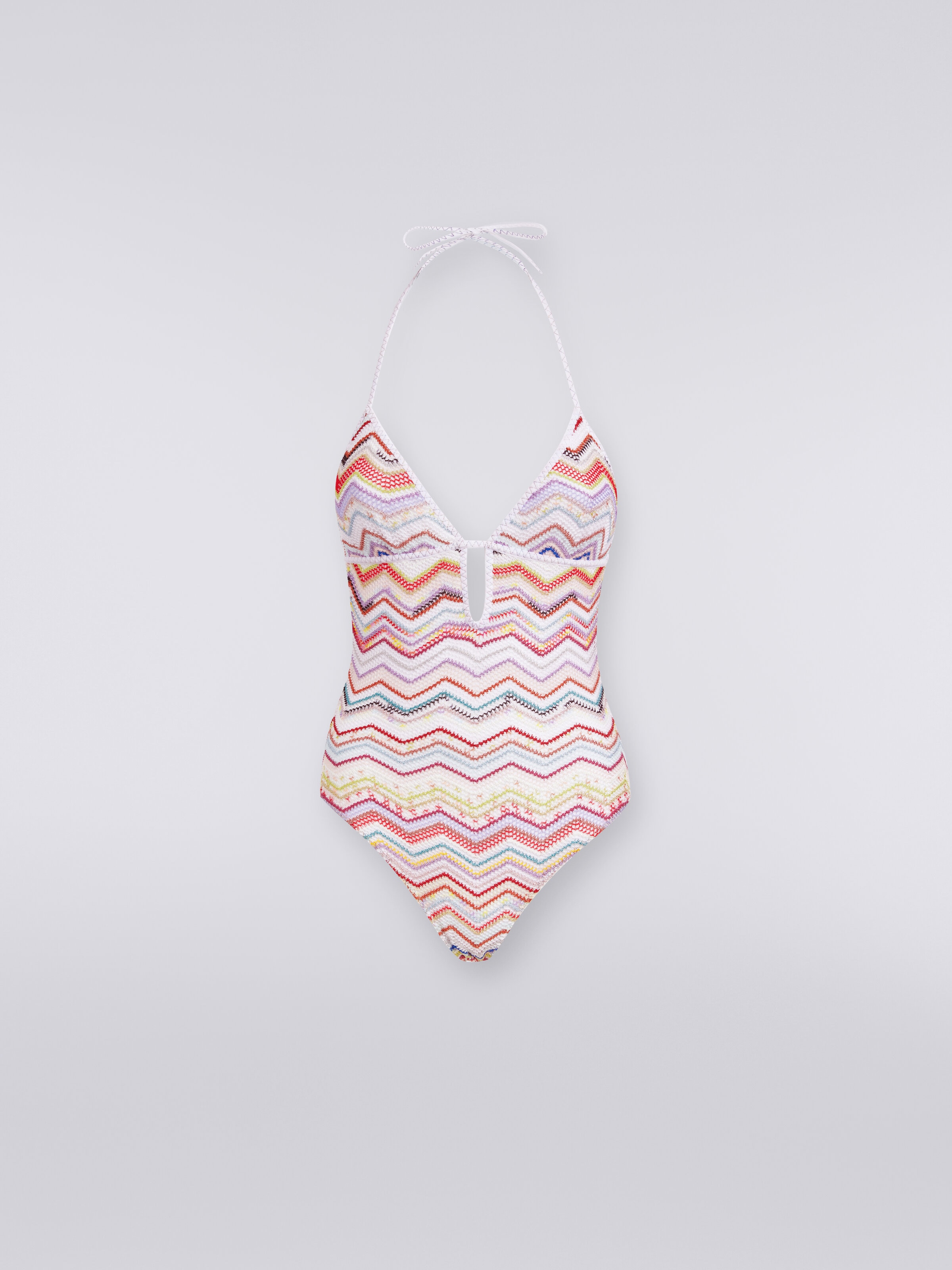 Maillot de bain une pièce en crochet à zig zag avec lurex, Multicolore  - 0