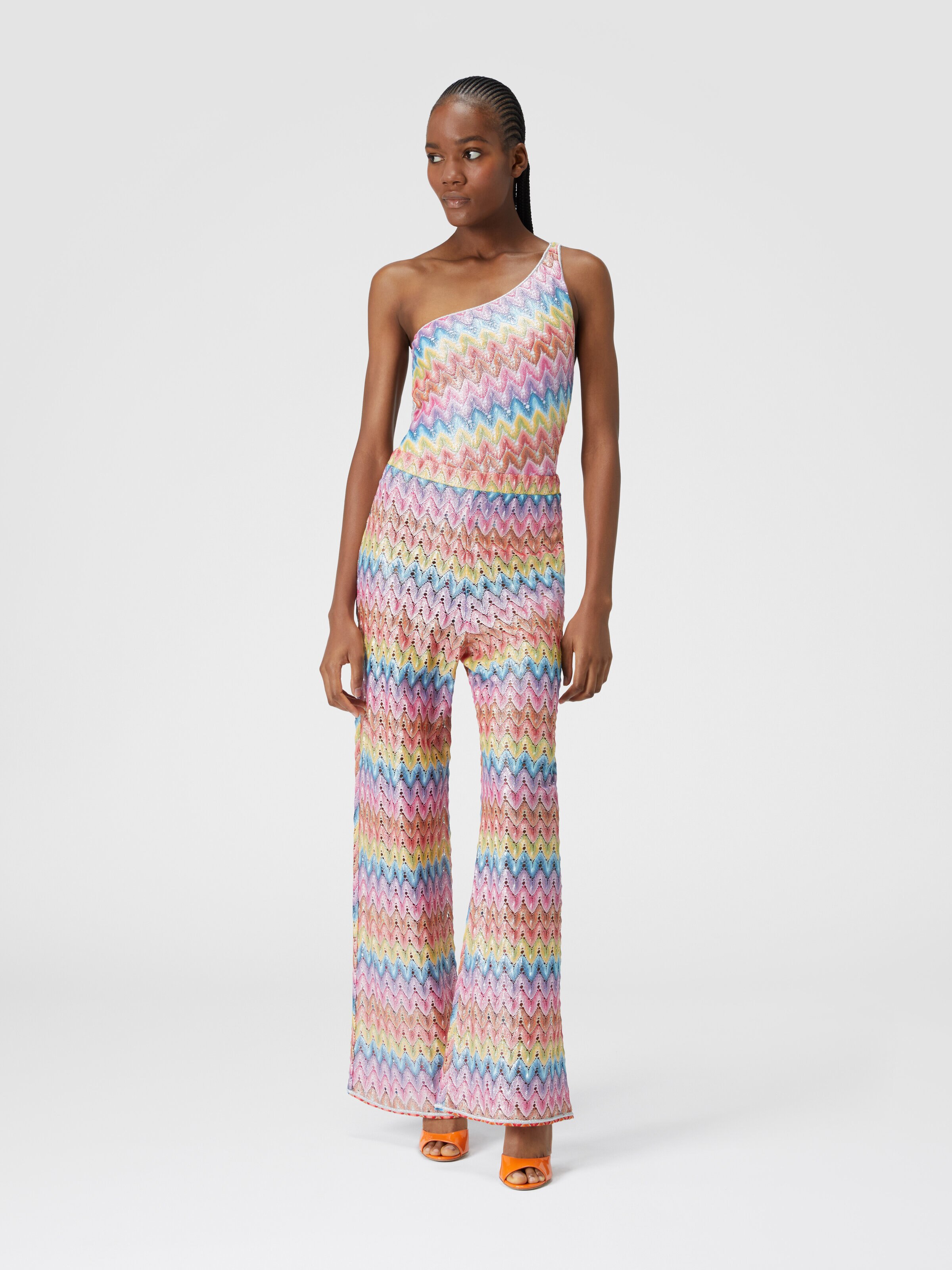 Coated cotton-blend lace trousers, Multicoloured  - 1