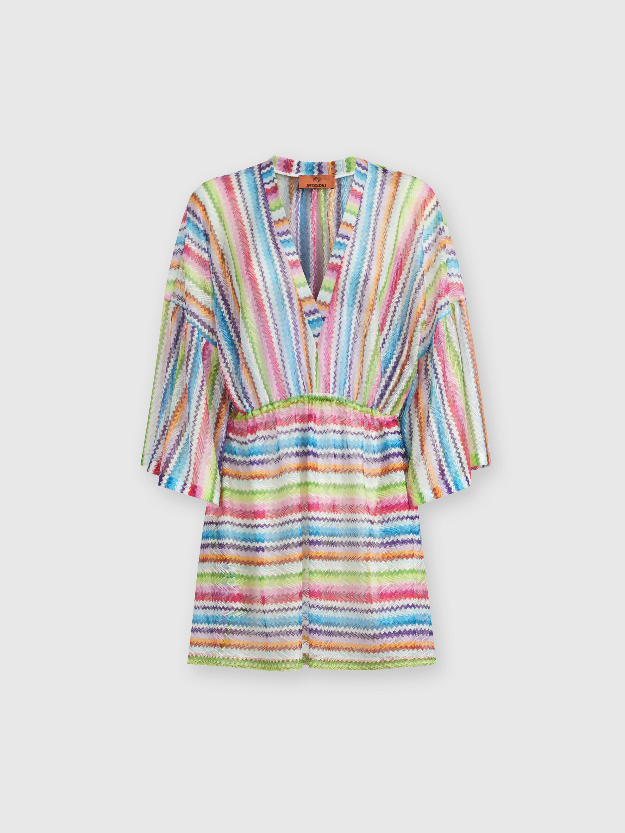 Kaftan short cover-up with zig zag print, Multicoloured  - 0