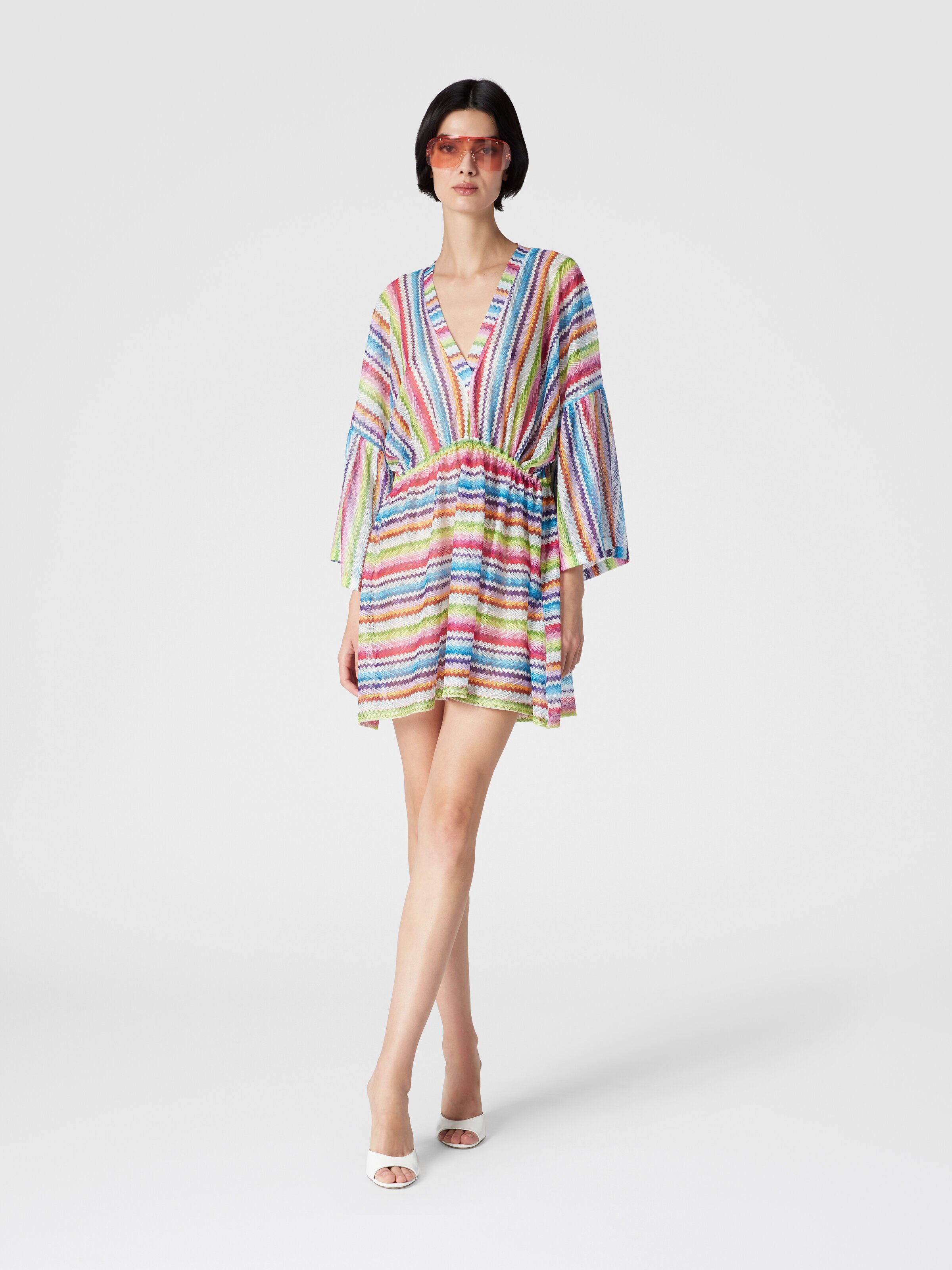 Kaftan short cover-up with zig zag print, Multicoloured  - 1