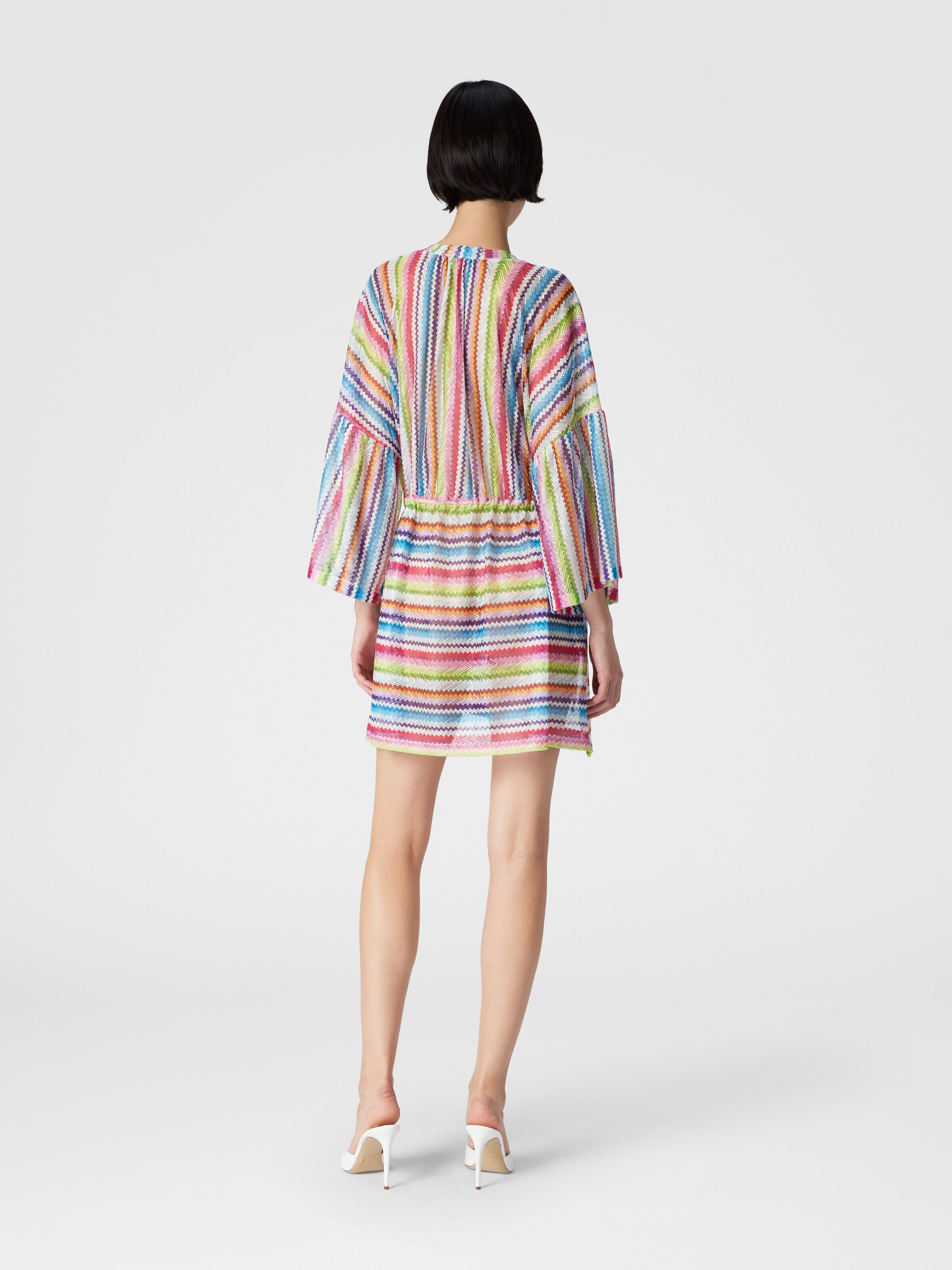 Kaftan short cover-up with zig zag print, Multicoloured  - 2