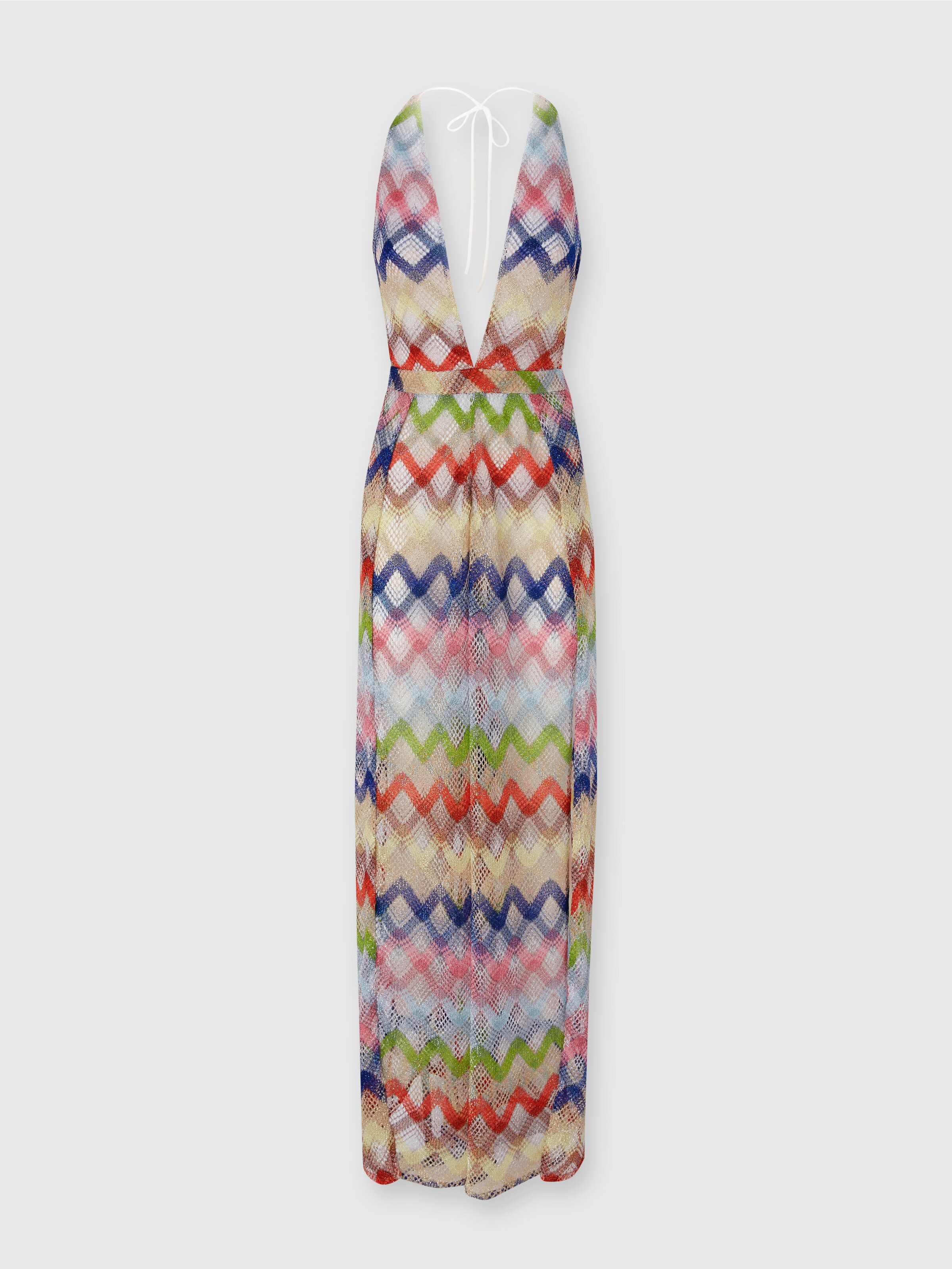 Long jumpsuit in viscose and mesh blend, Multicoloured  - 0