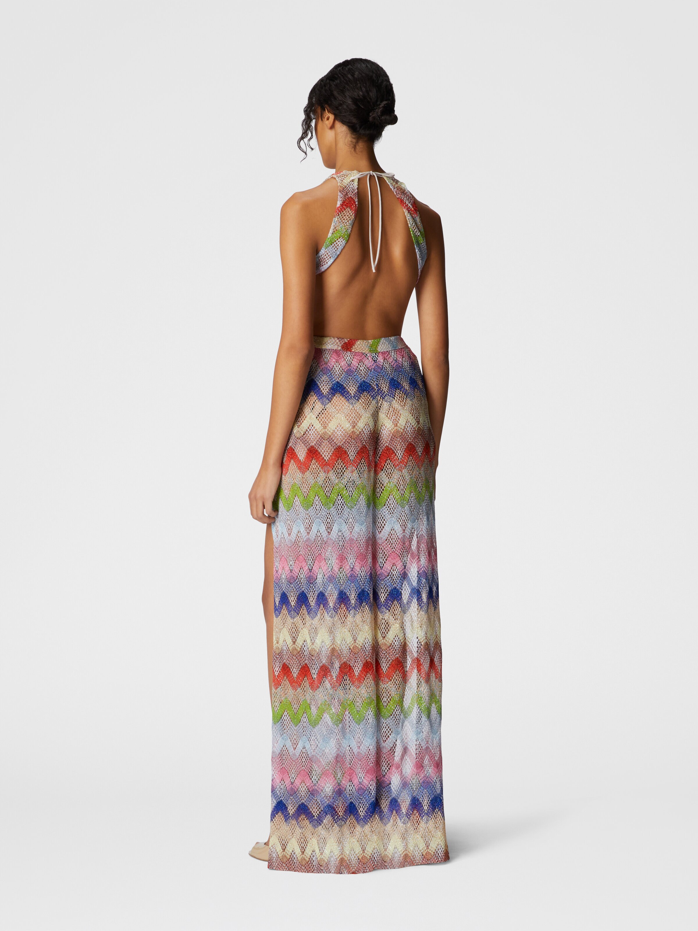 Long jumpsuit in viscose and mesh blend, Multicoloured  - 2