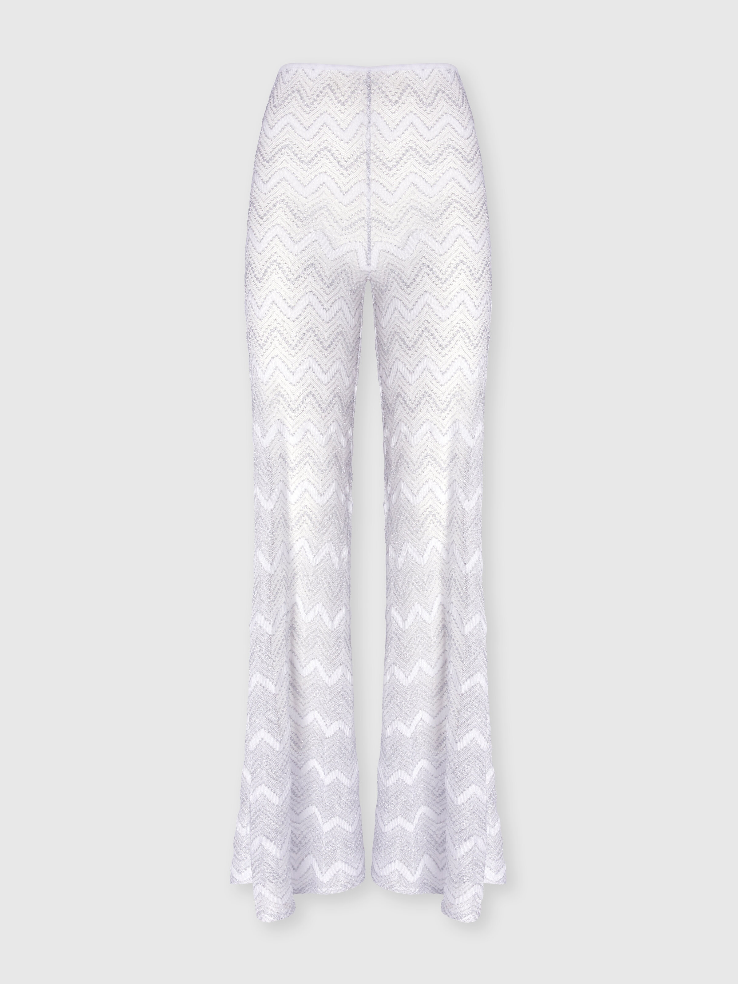 Ausgestellte Cover-up-Hose aus Zick-Zack-Lamé-Viskose, Silber - 0
