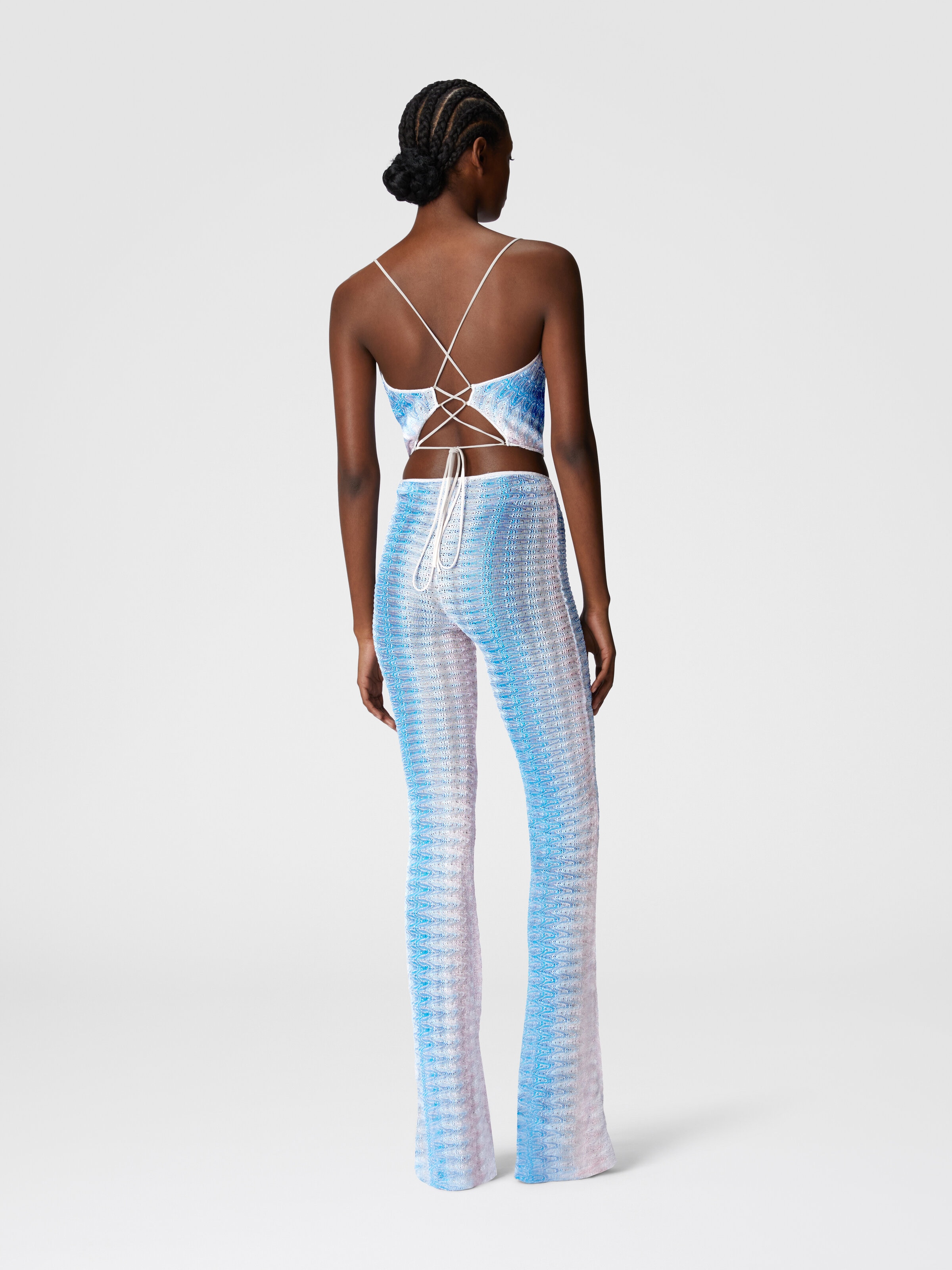 Low-rise dégradé lace pants, Blue & Pink   - 2