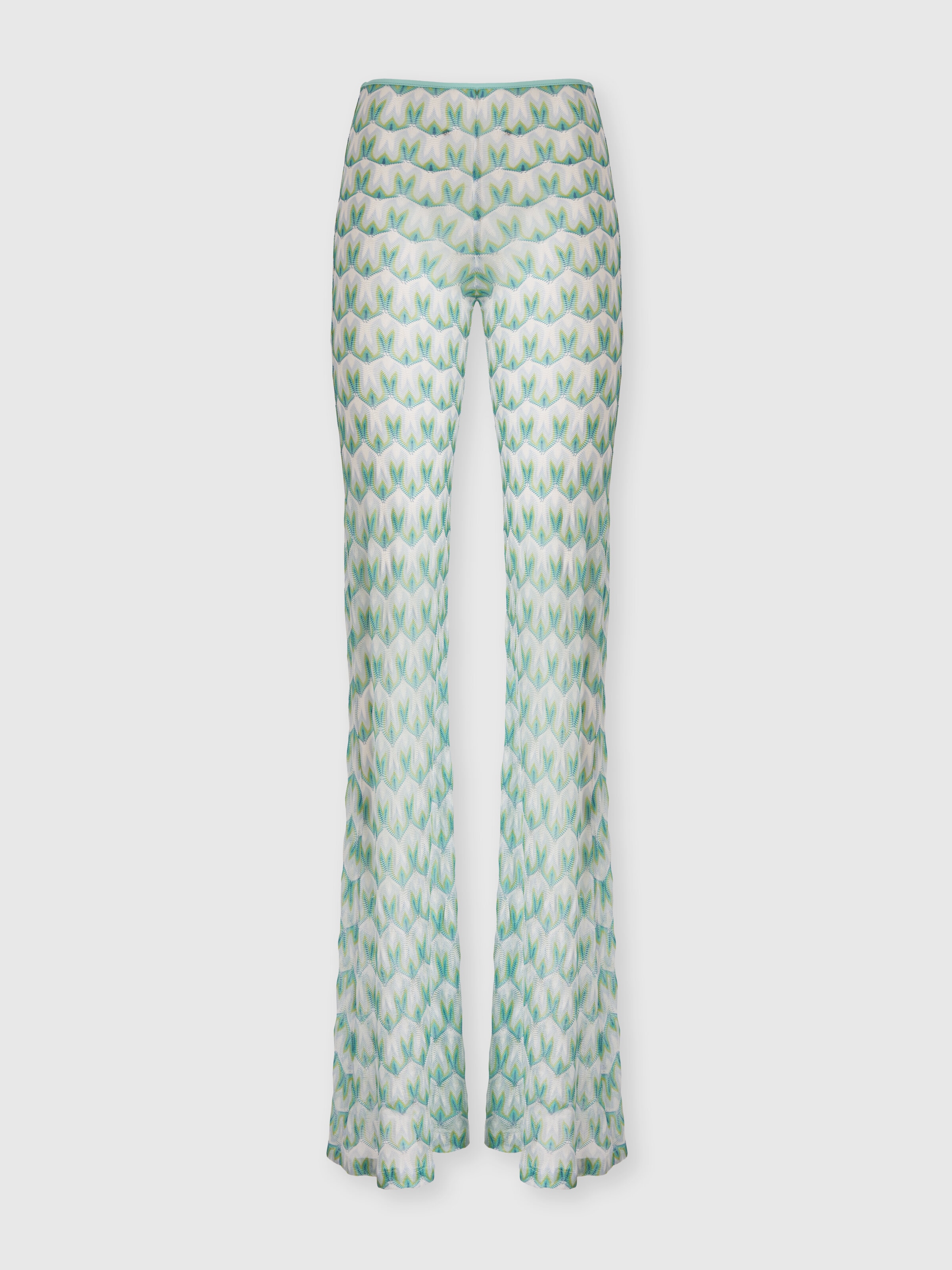 Flared trousers in floral-pattern viscose, Multicoloured  - 0