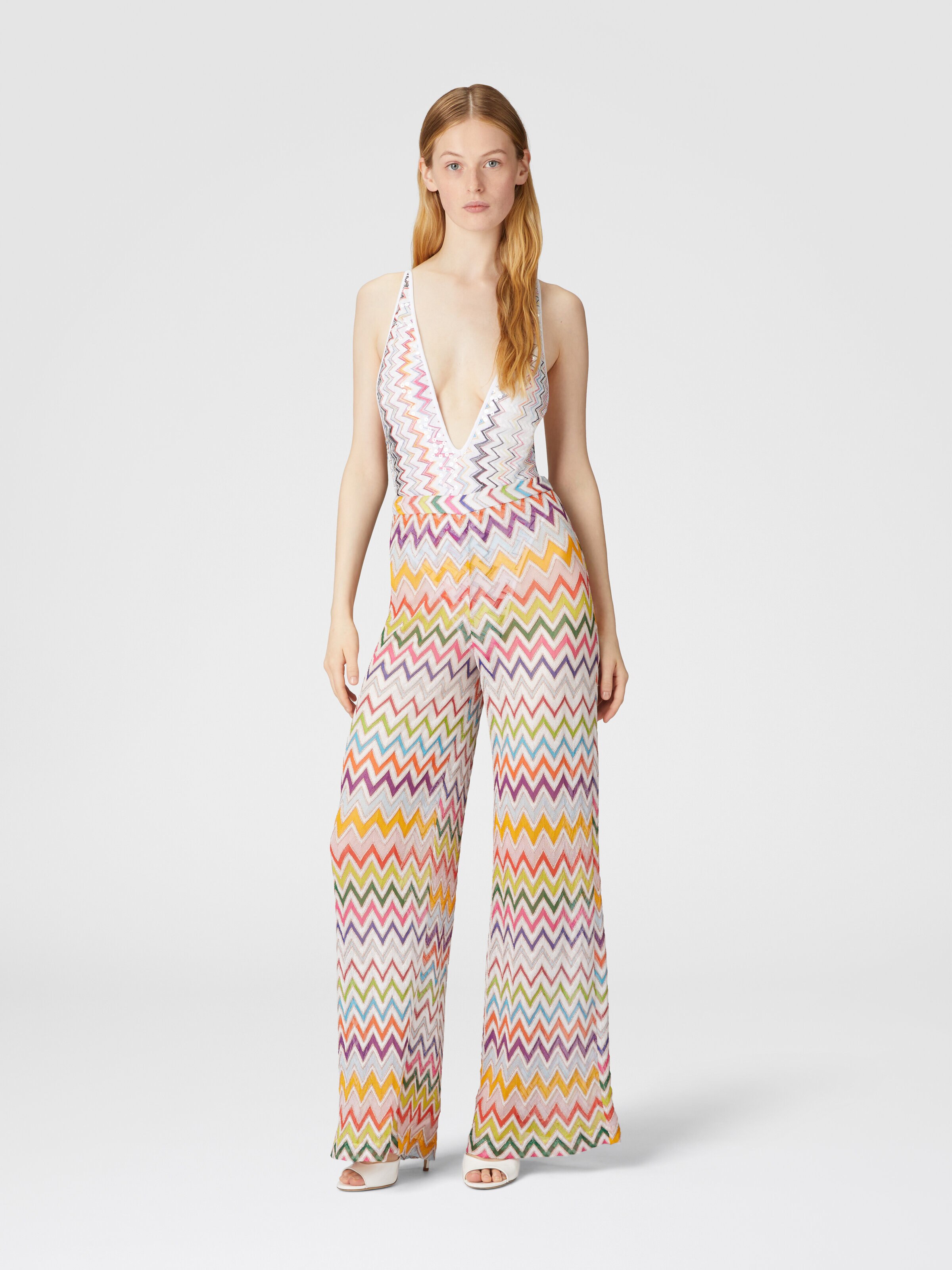 Pantalon palazzo avec élastique à la taille, Multicolore  - 1