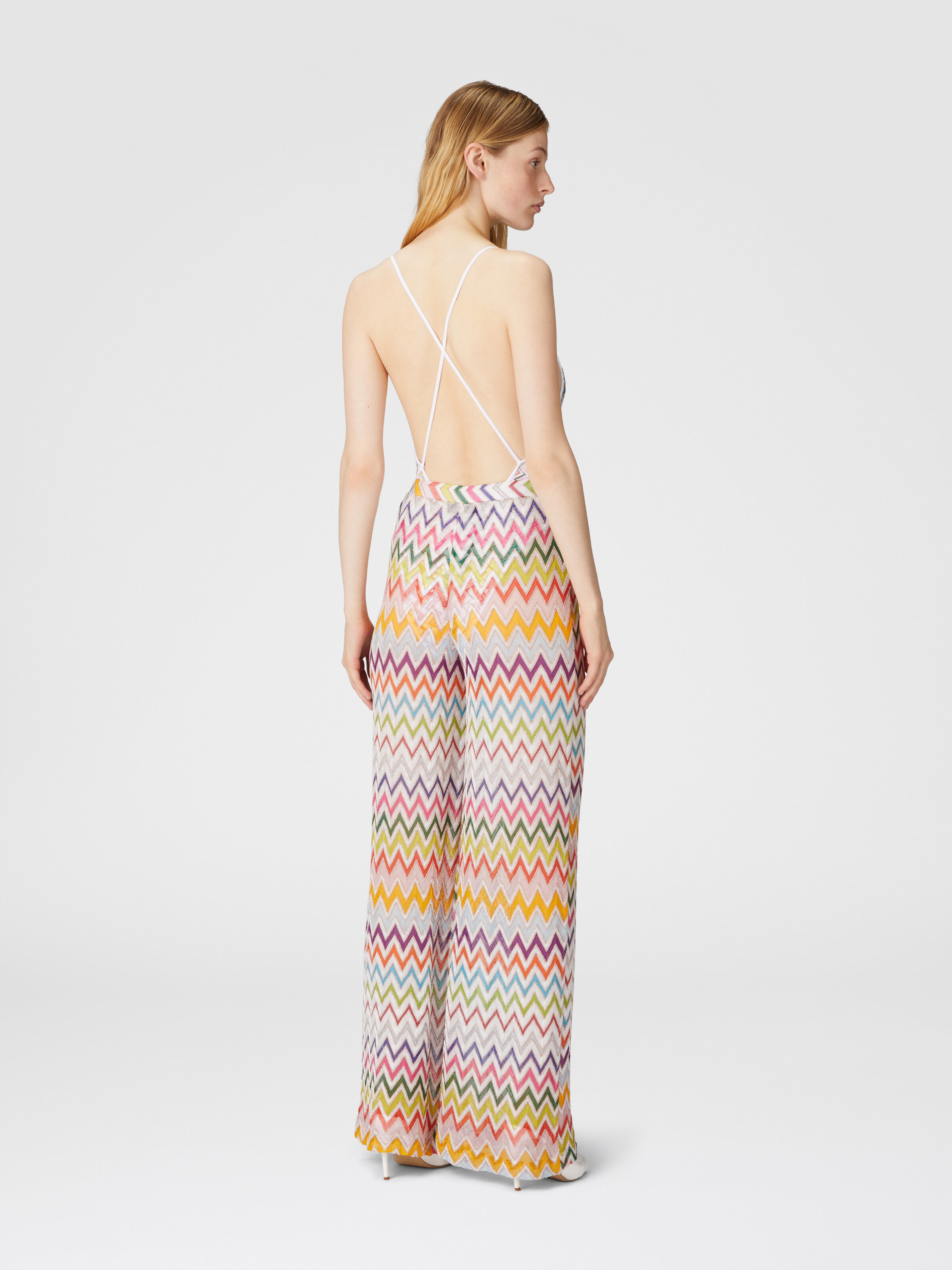 Pantalon palazzo avec élastique à la taille, Multicolore  - 2