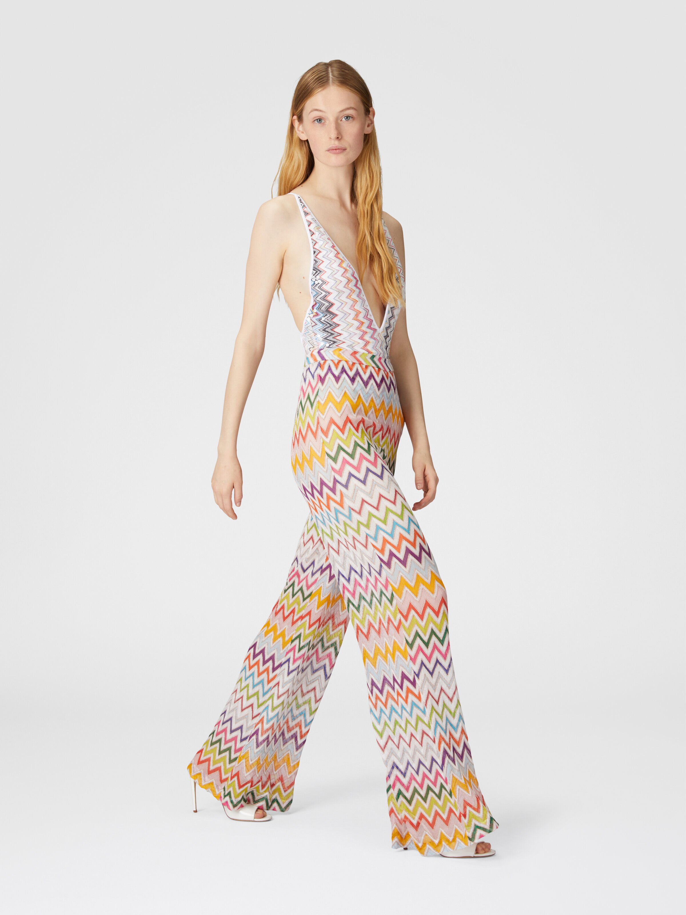 Pantalon palazzo avec élastique à la taille, Multicolore  - 3