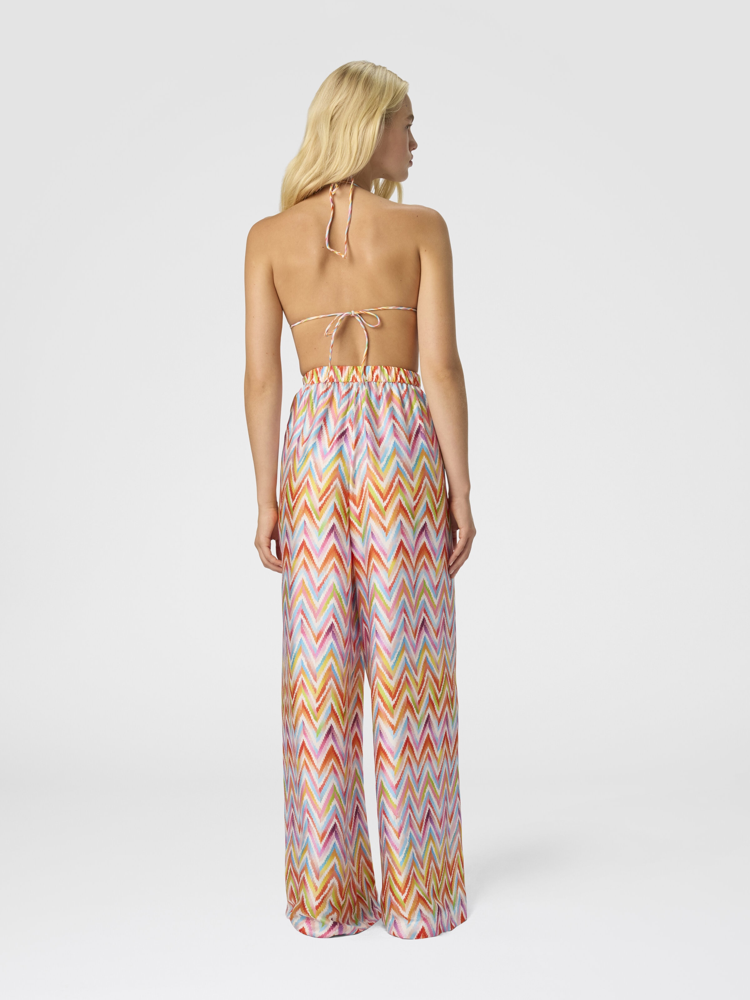 Palazzo pants in viscose twill, Multicoloured  - 2