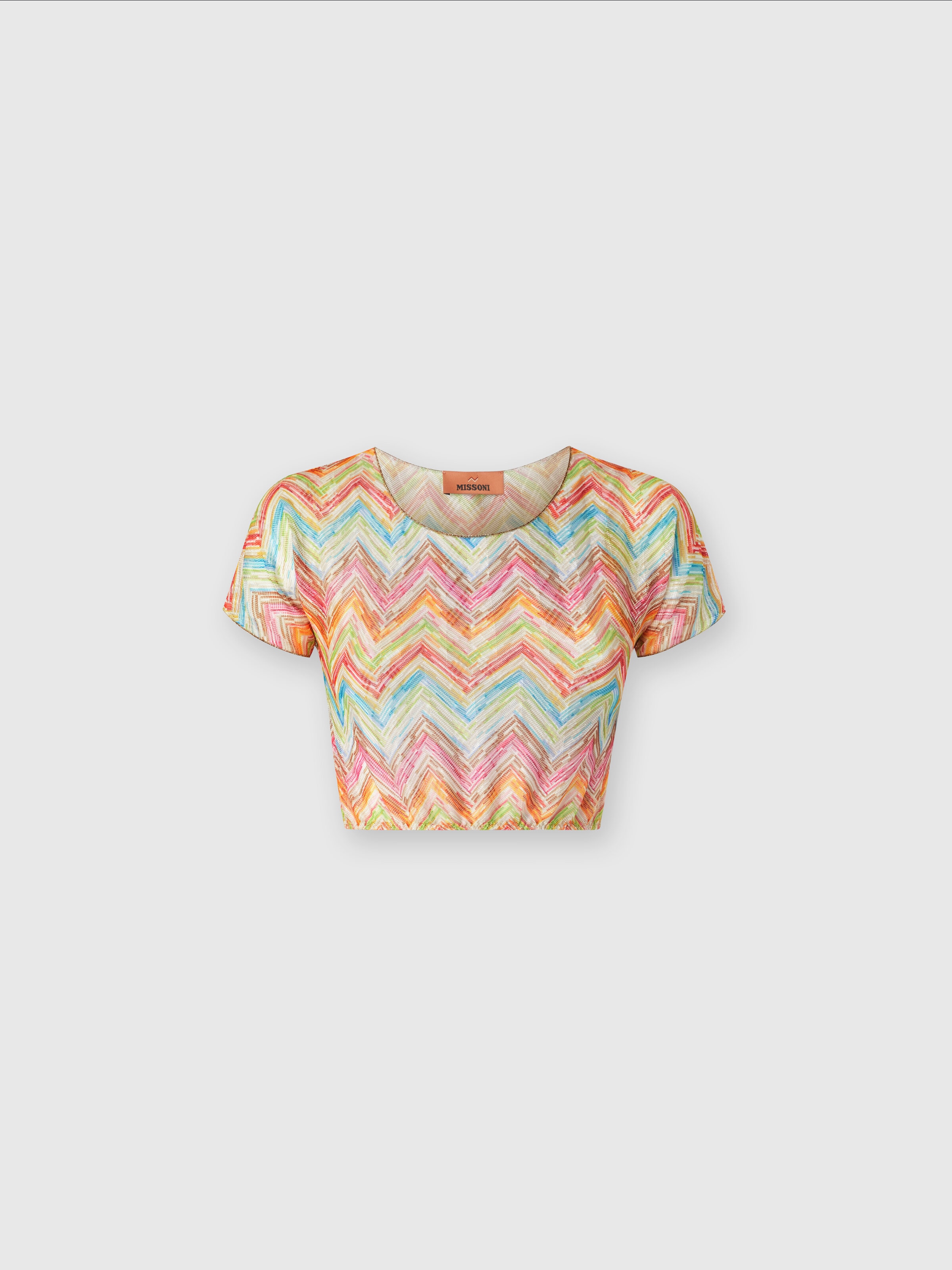 Printed tulle crop top, Multicoloured  - 0