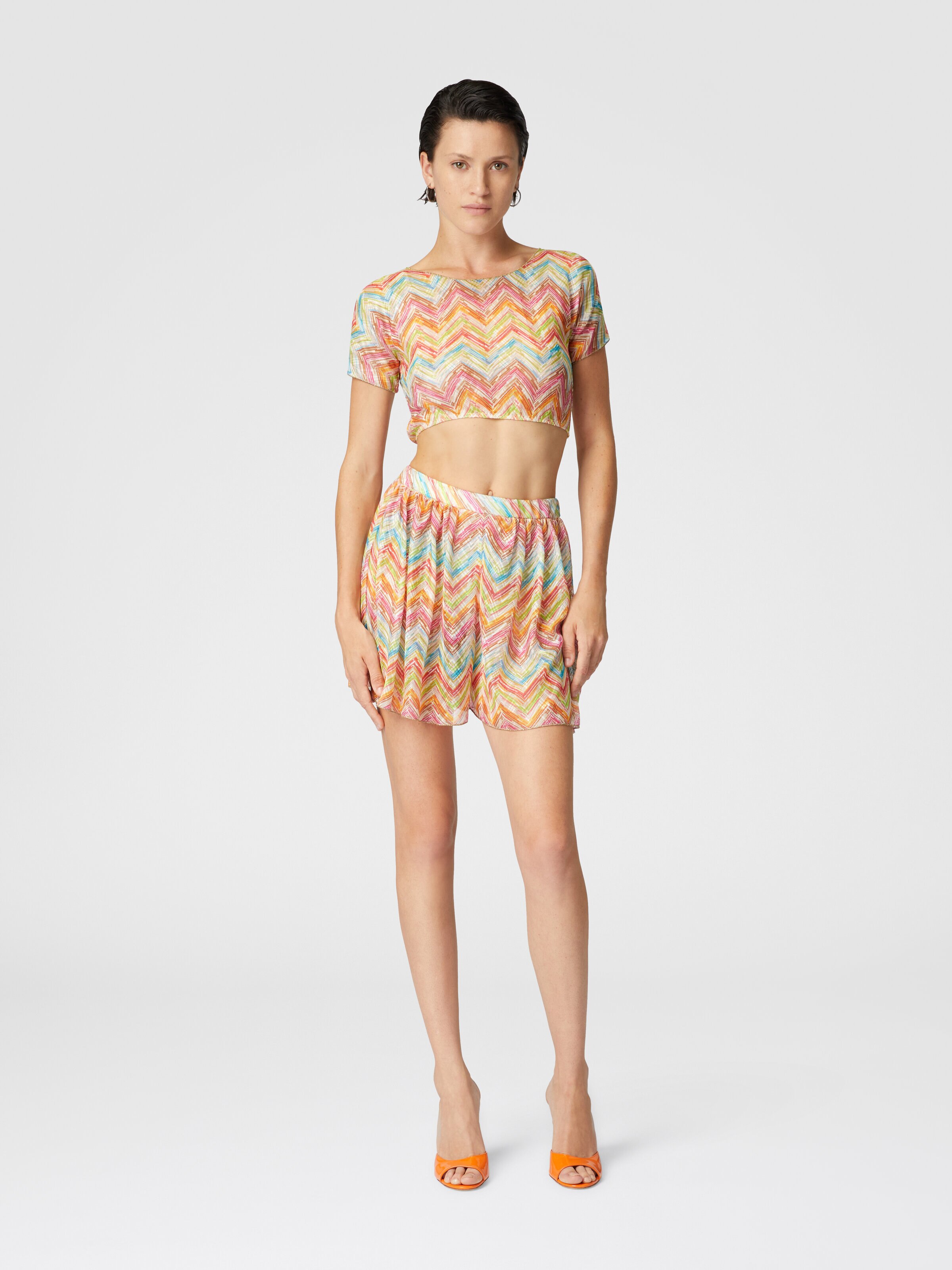 Printed tulle crop top, Multicoloured  - 1