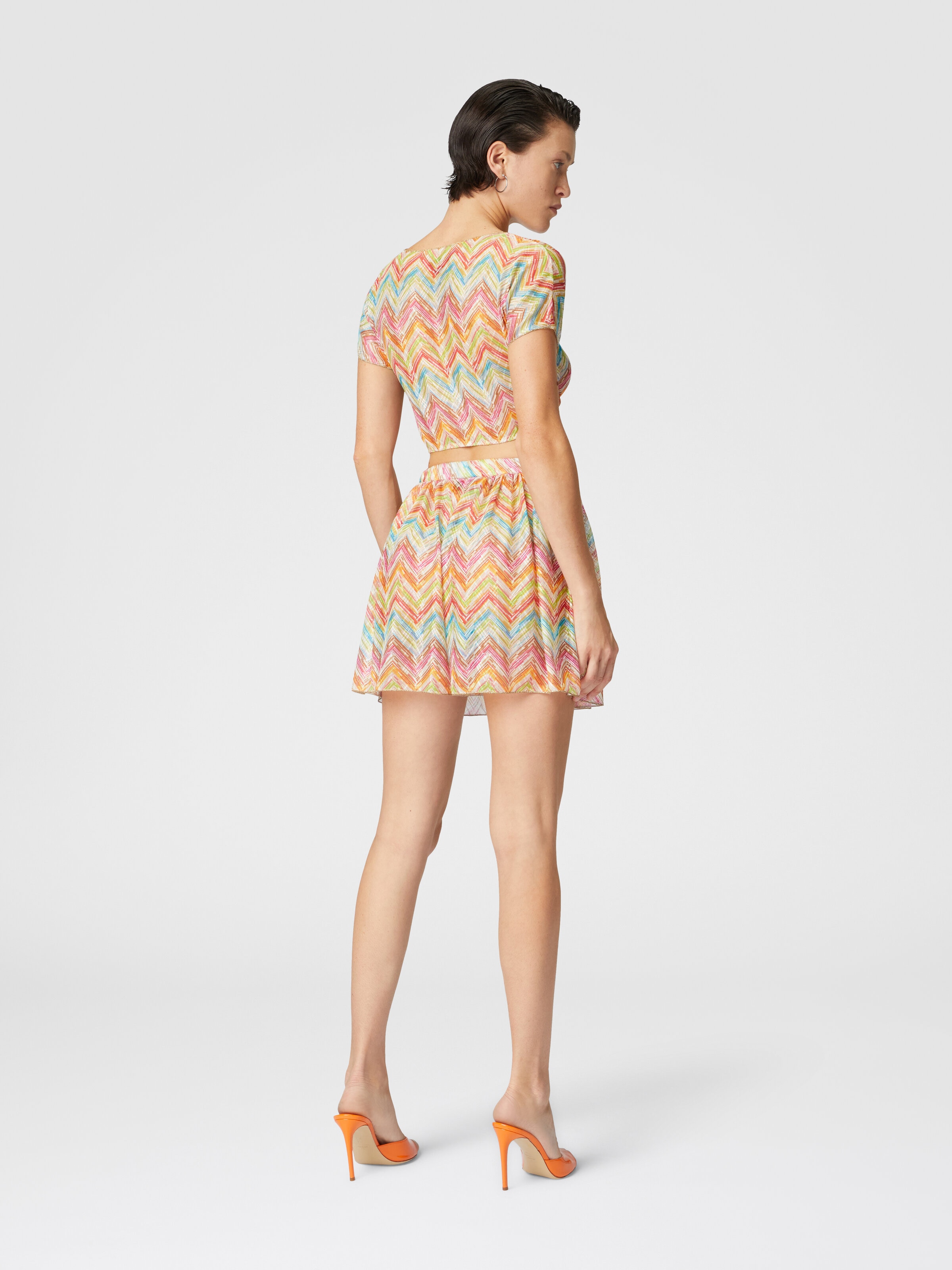 Printed tulle crop top, Multicoloured  - 2