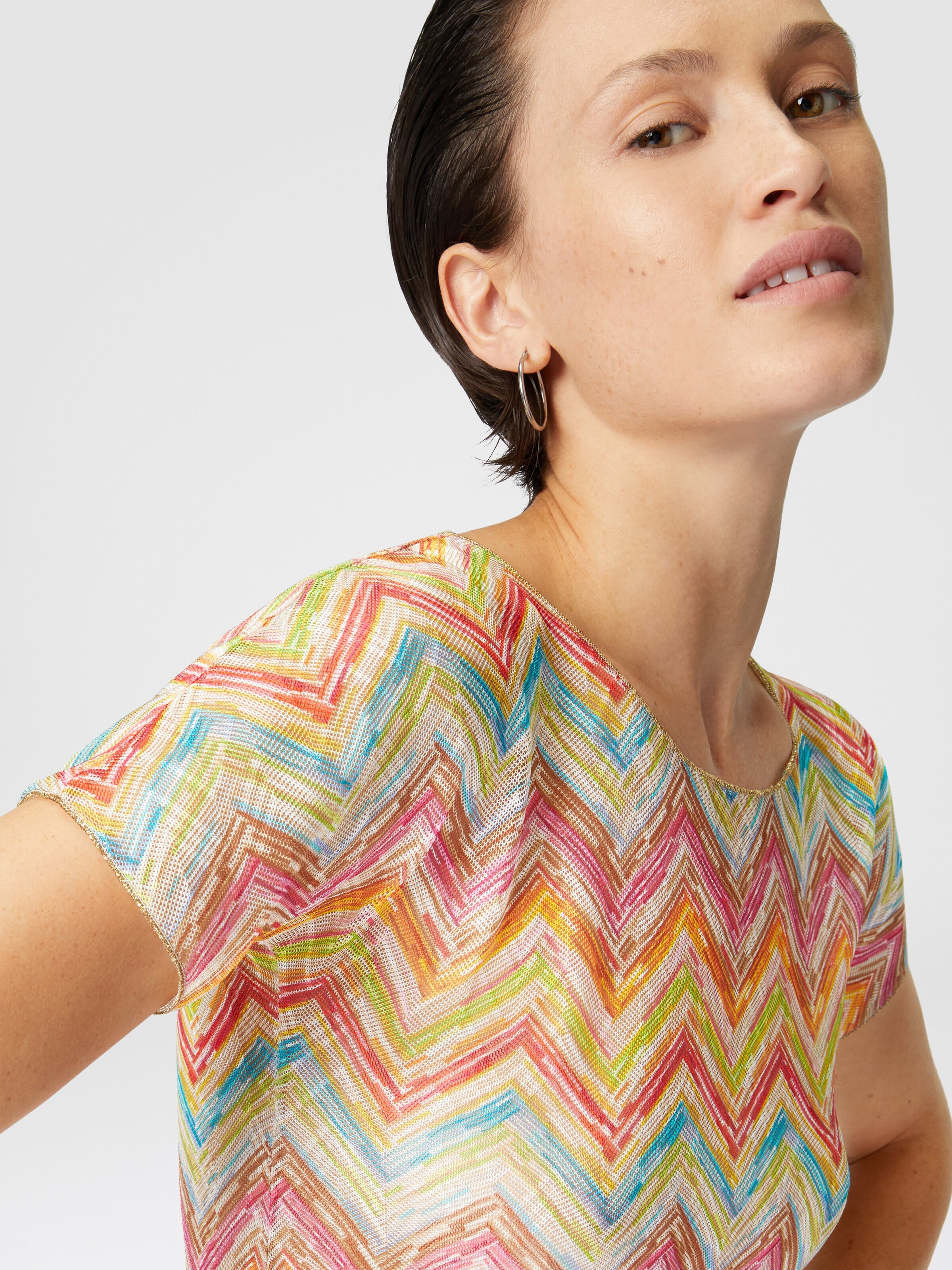 Printed tulle crop top, Multicoloured  - 4