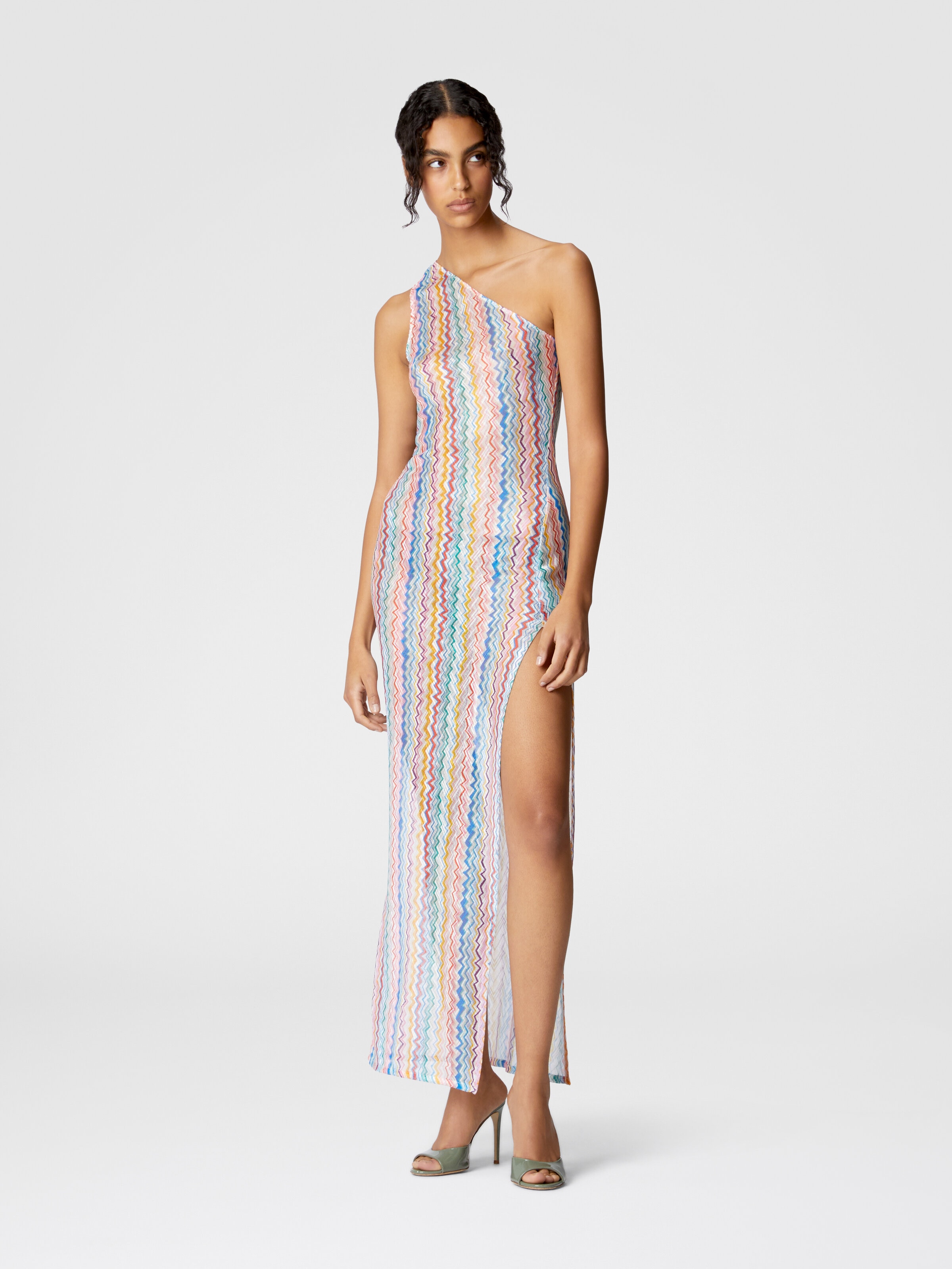 Long one-shoulder cover-up, Multicoloured  - 1