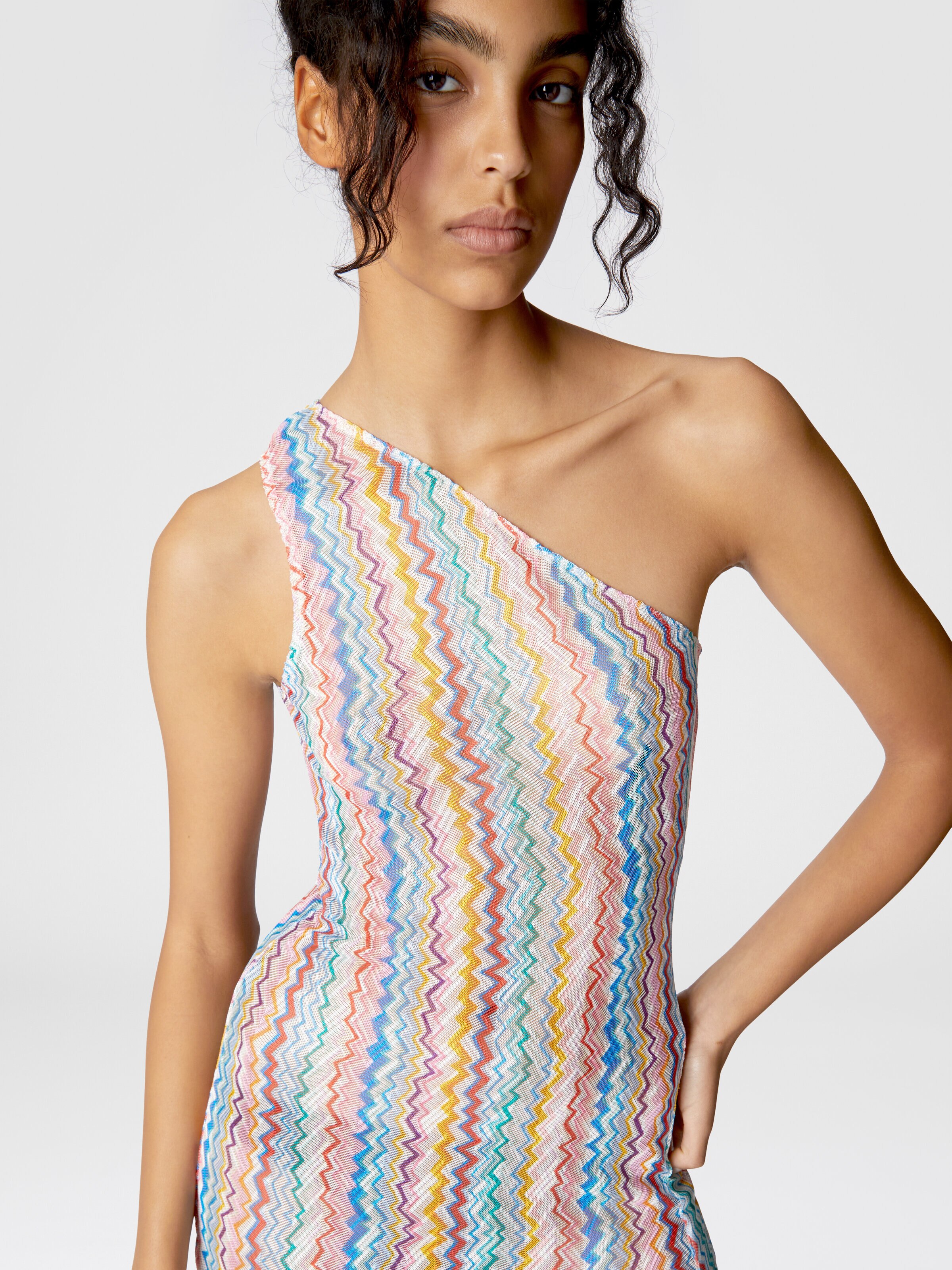 Long one-shoulder cover-up, Multicoloured  - 4