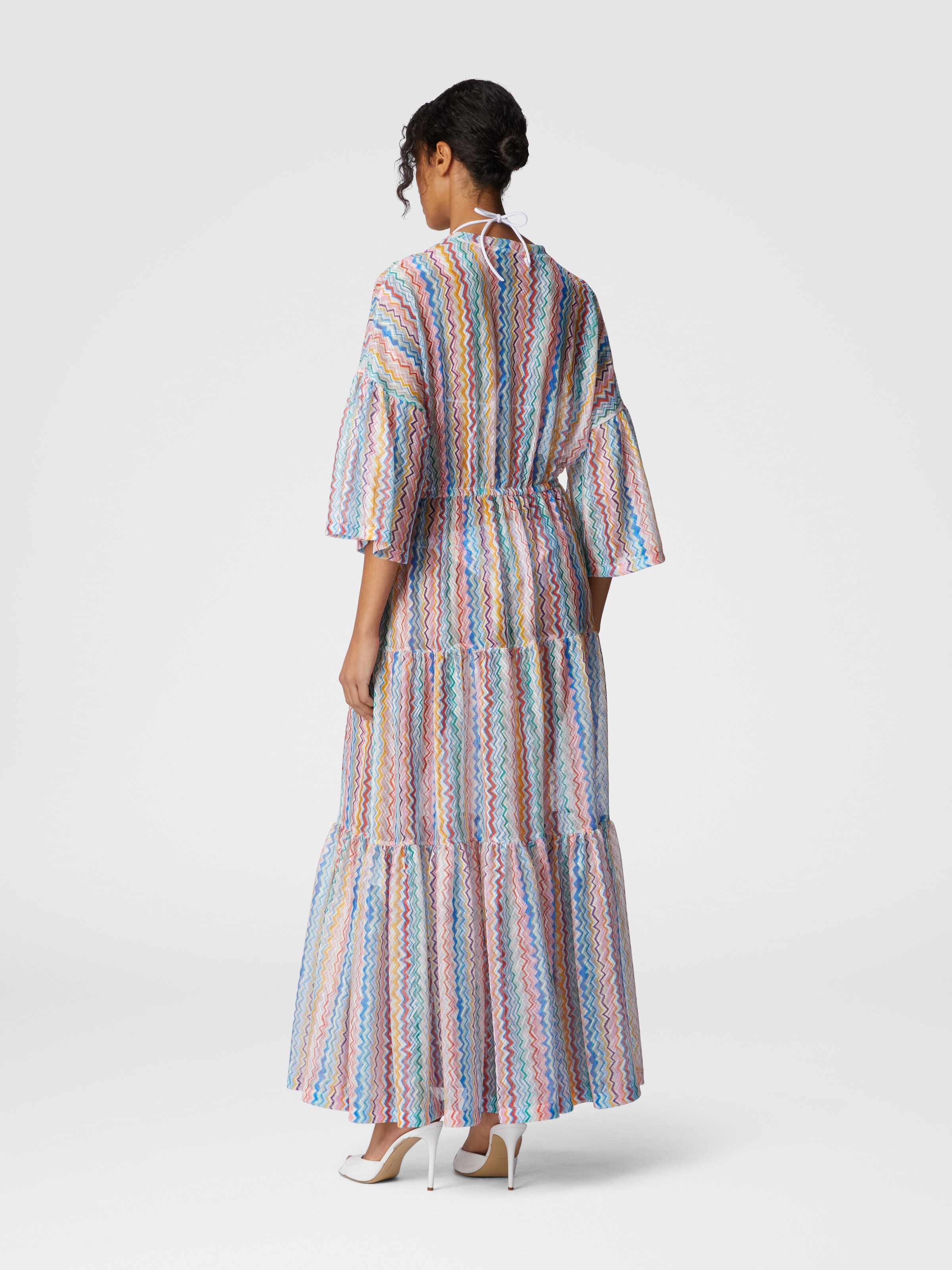 Long cover-up with V-neck, Multicoloured  - 2