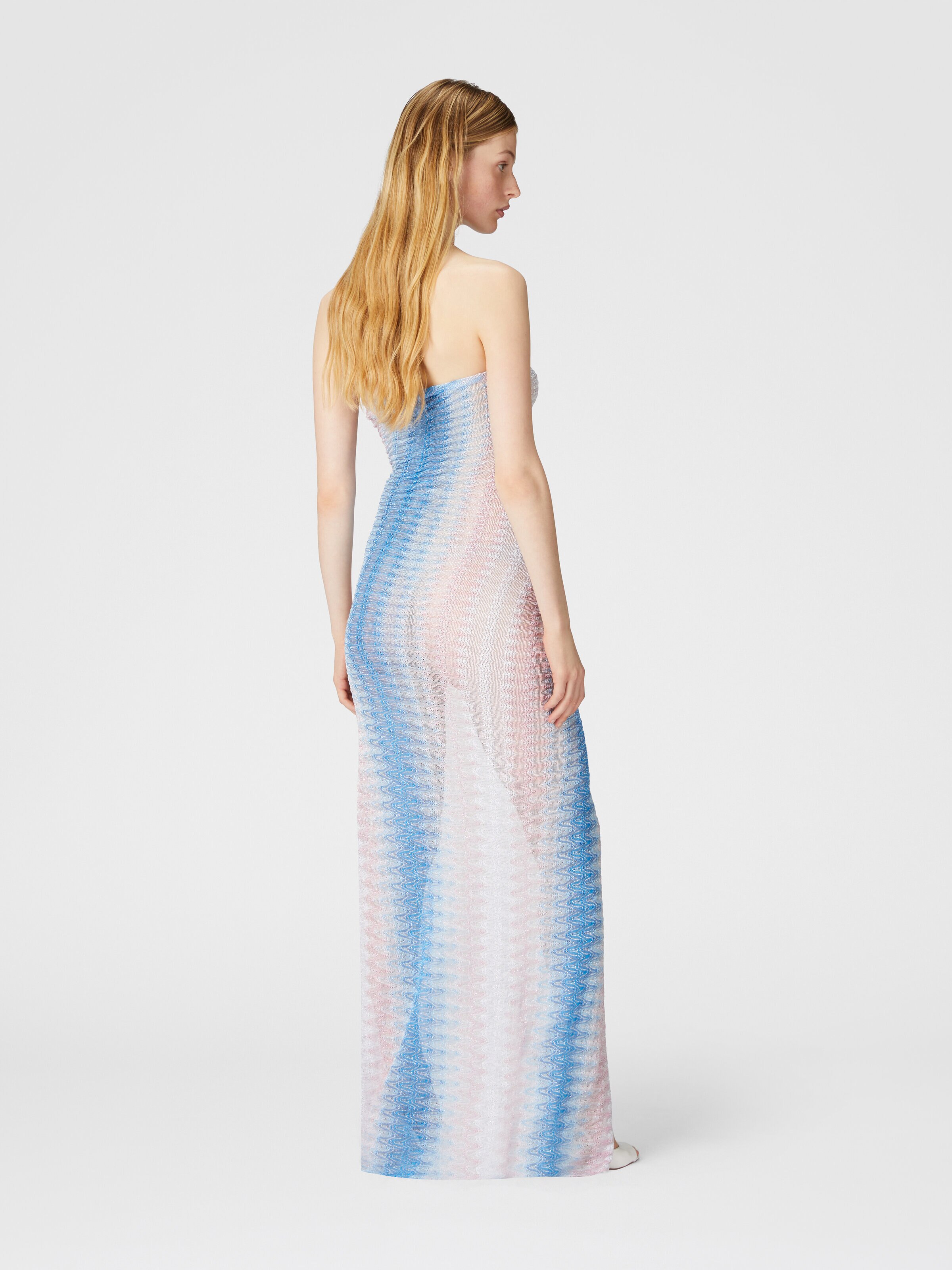 Long cover-up with straight neckline, Blue & Pink   - 2
