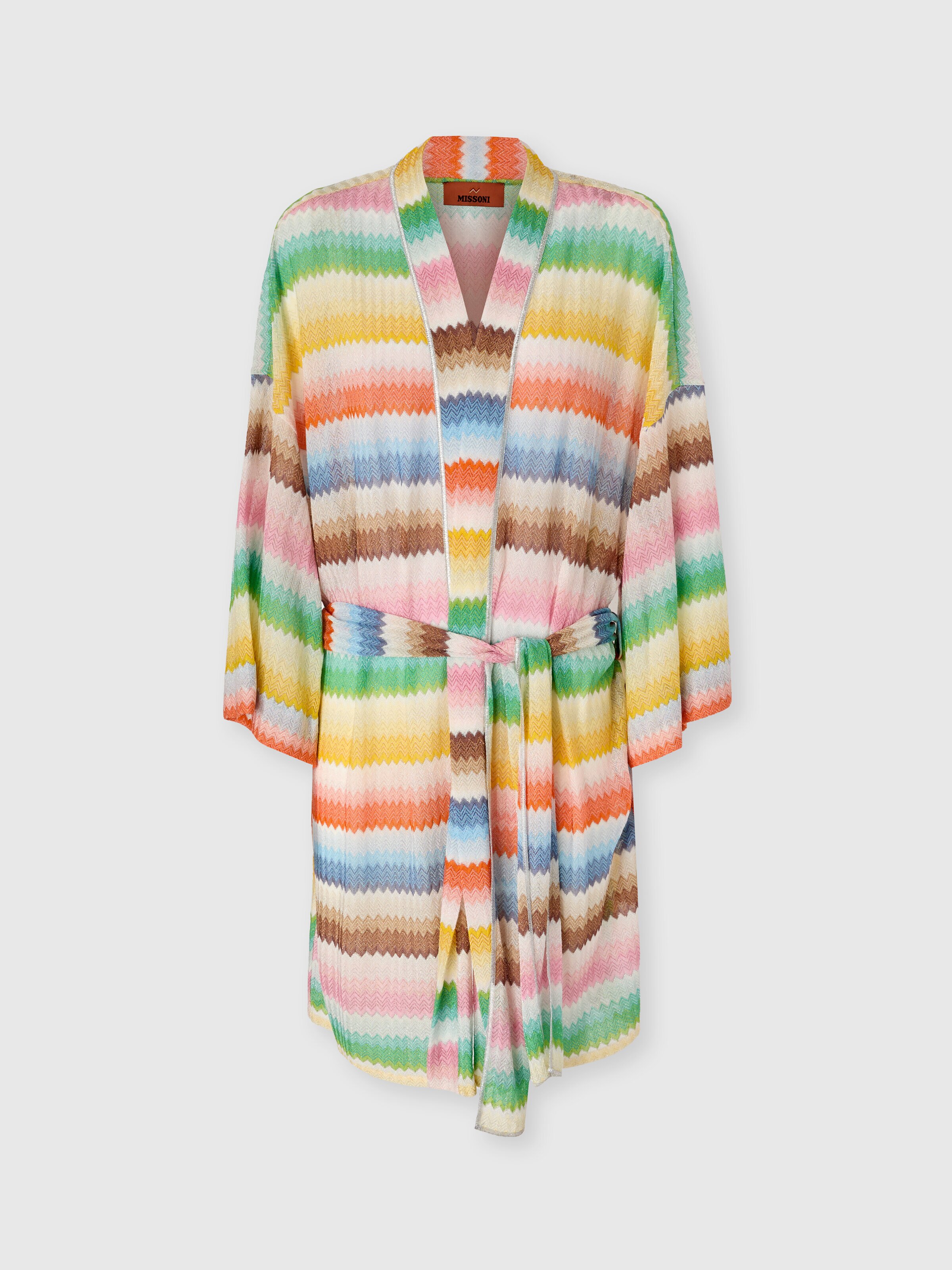 Short kimono cover-up with dégradé zigzag pattern Multicoloured