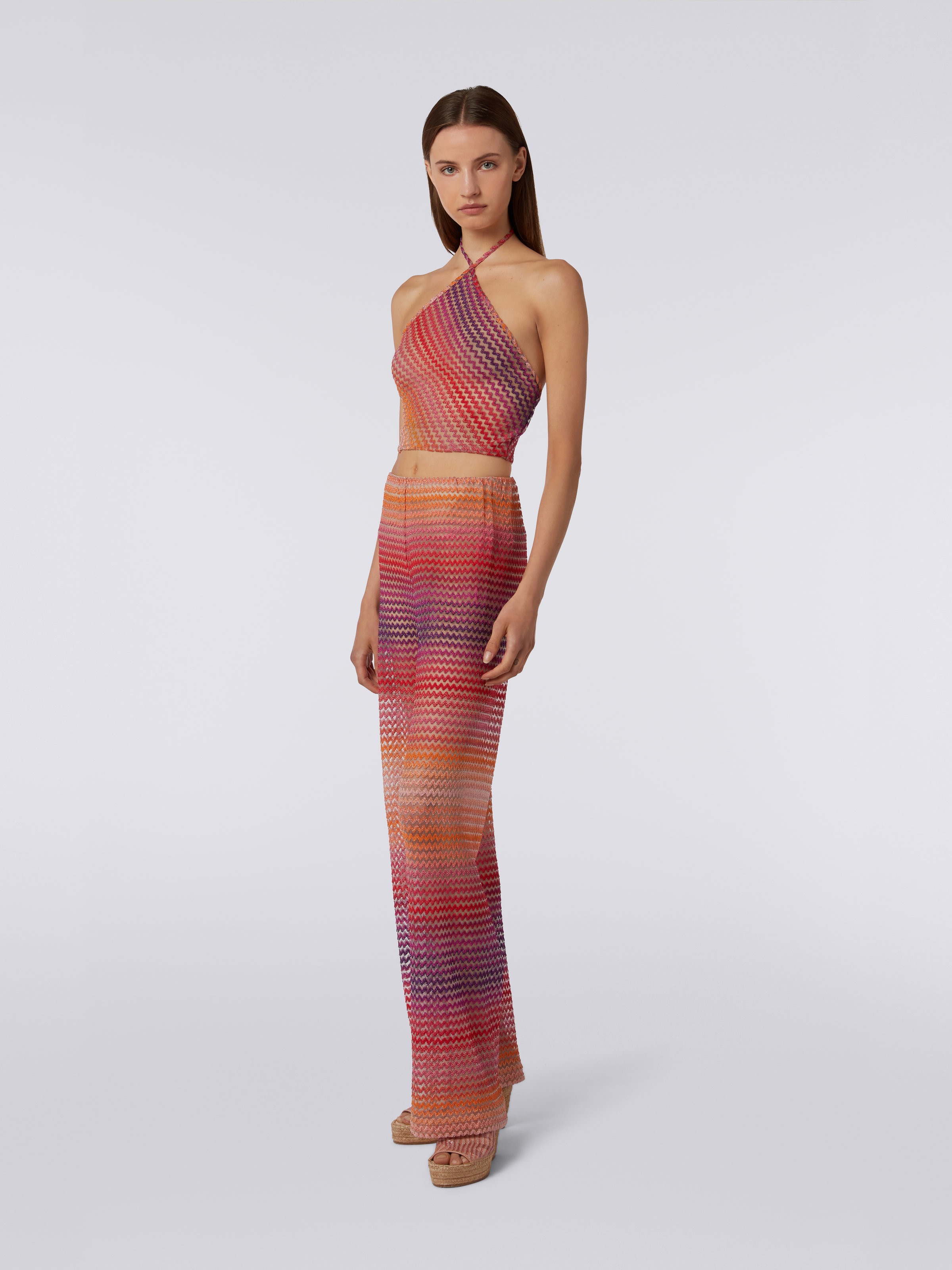 American neckline top with multicoloured zigzag, Pink - 2