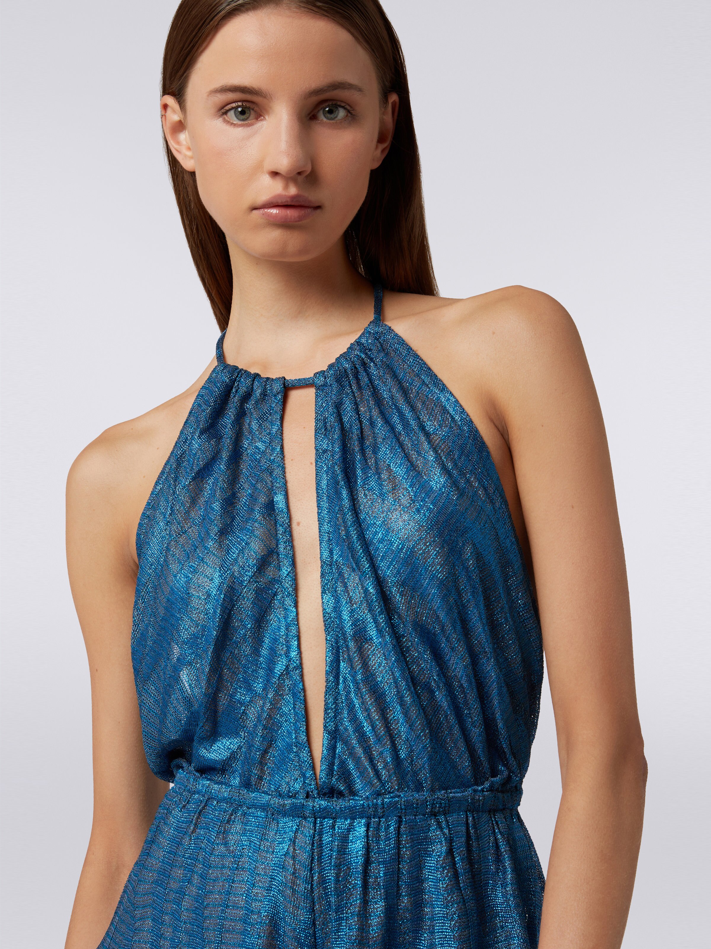 Combinaison courte en maille de viscose jacquard, Bleu - 4