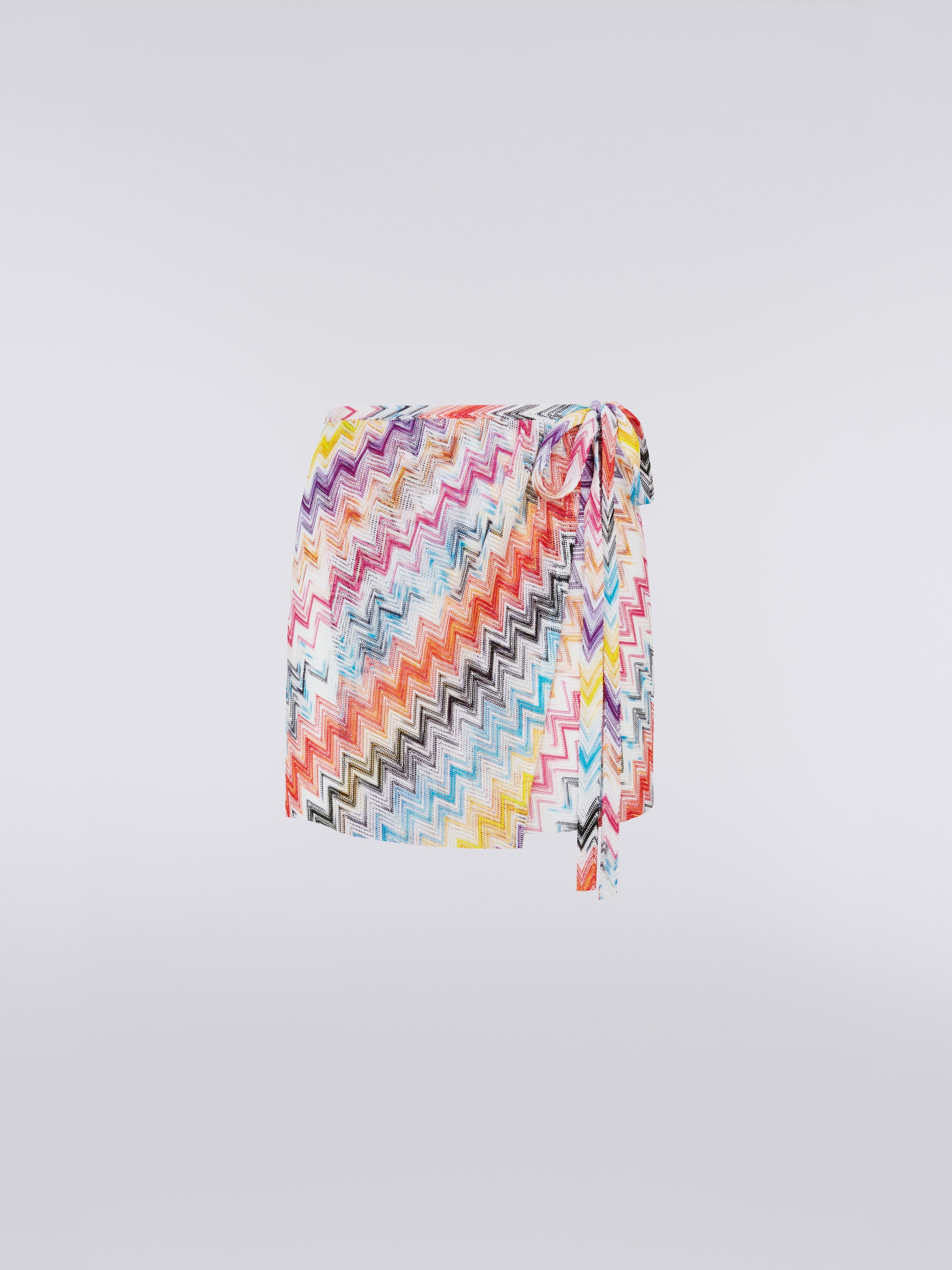 Multicoloured chevron-patterned viscose sarong skirt, Multicoloured - 0