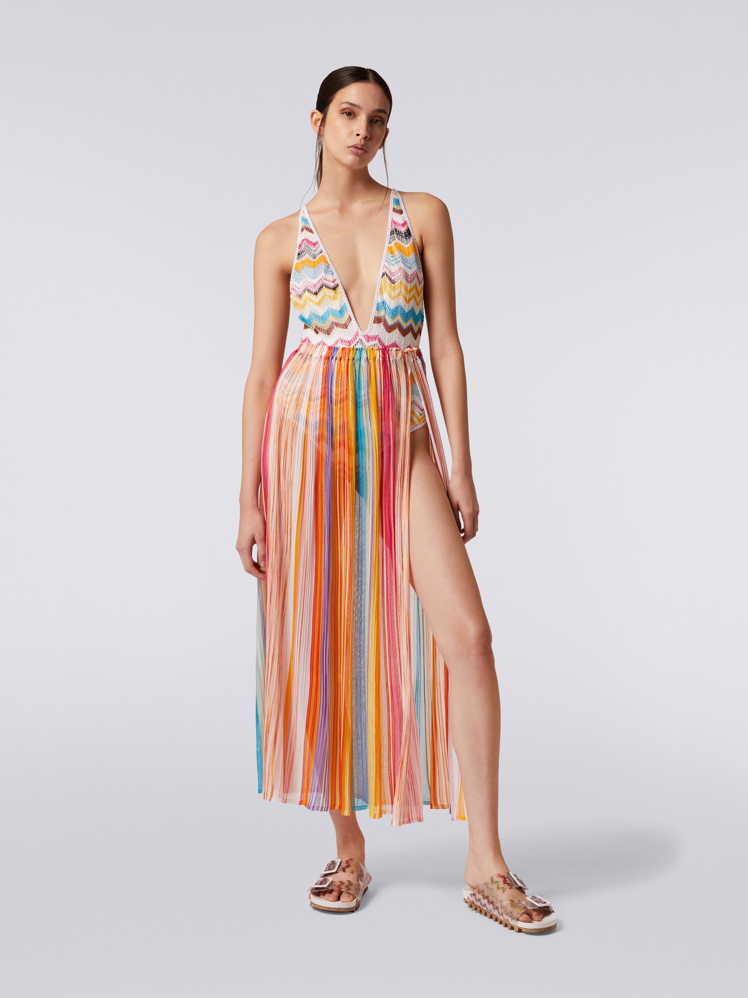 Jupe longue et large en viscose, Multicolore  - 1