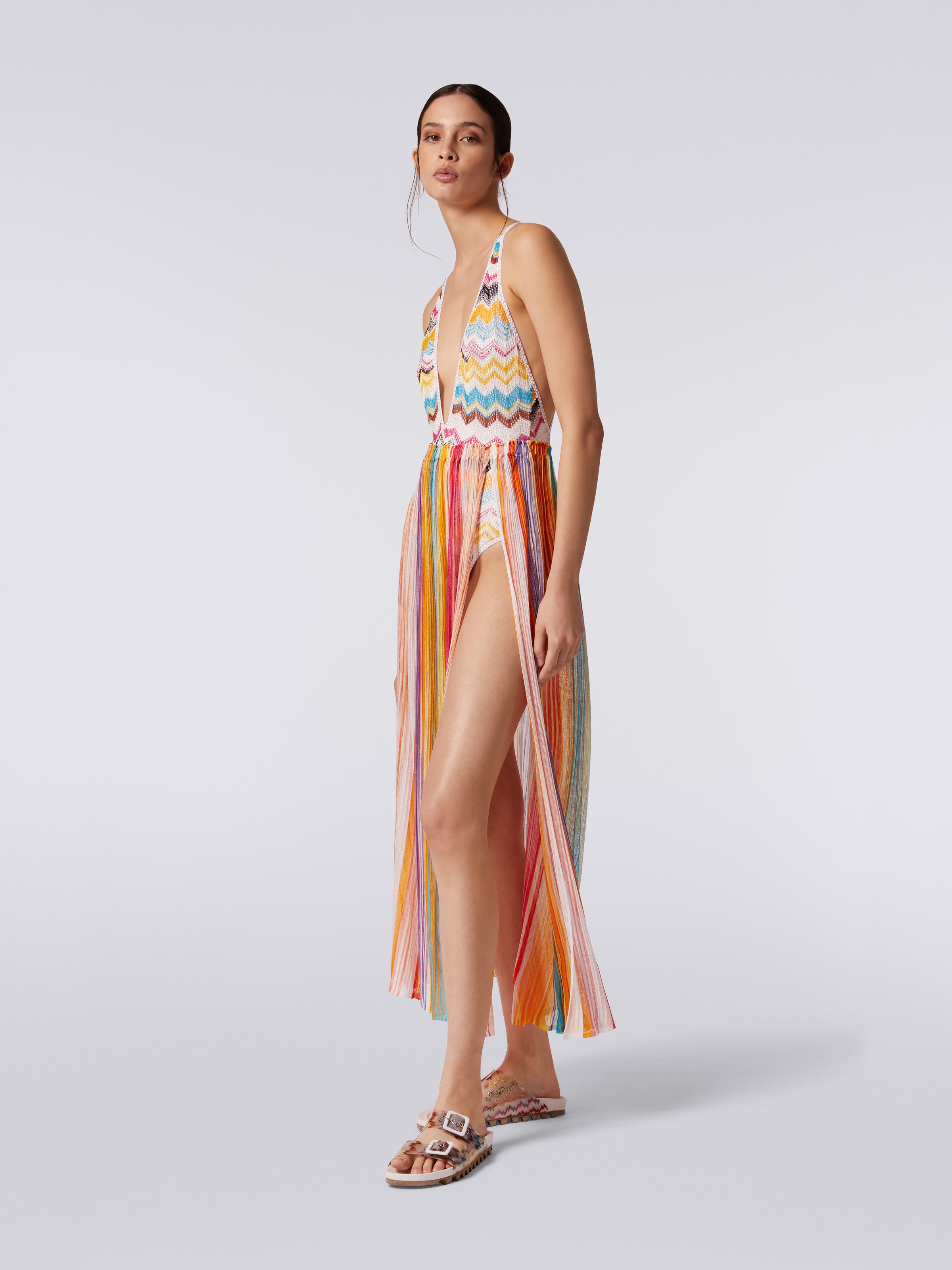 Jupe longue et large en viscose, Multicolore  - 2