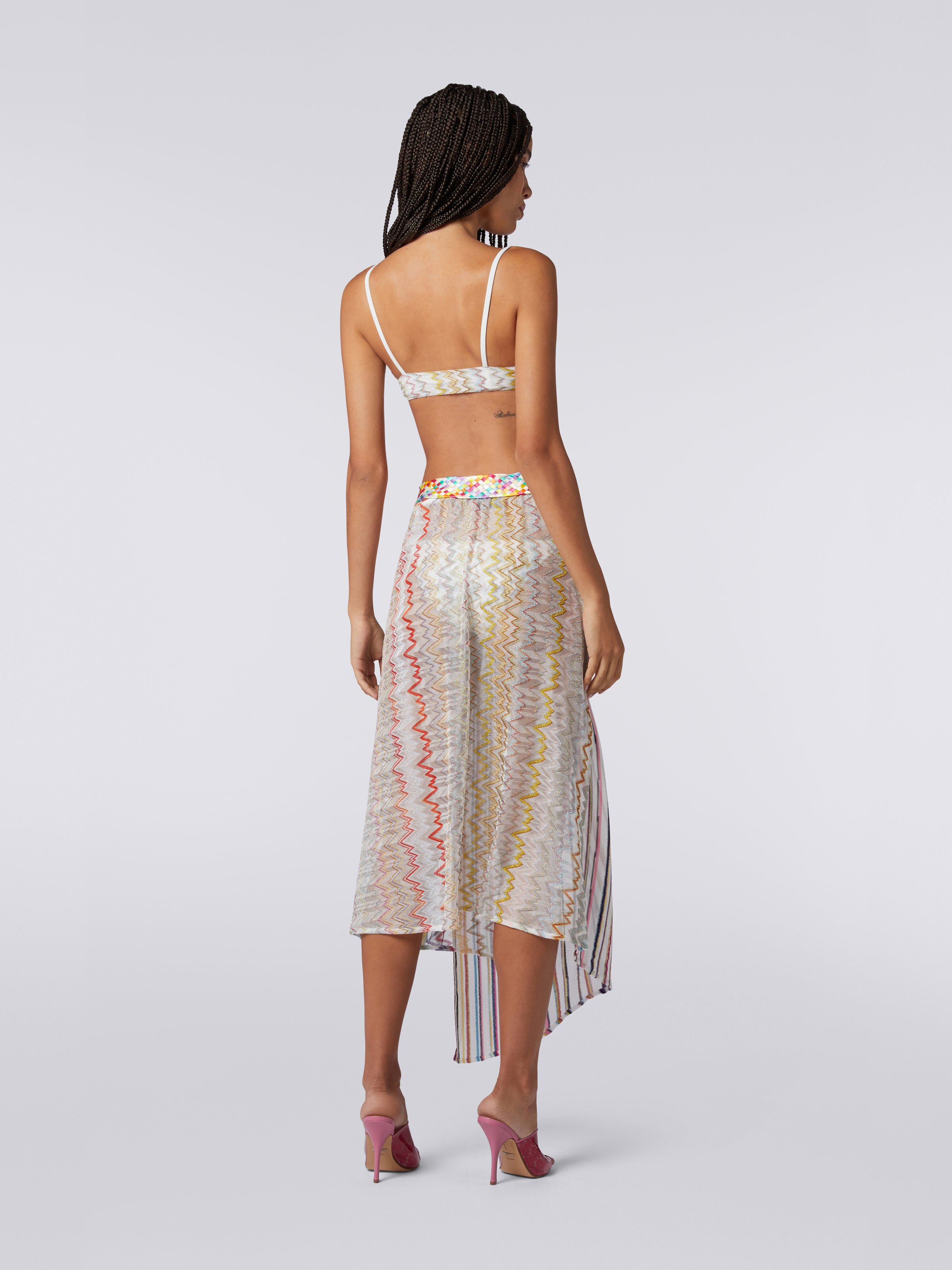 Jupe midi avec ceinture tressée, Patchwork Multicolore Lamé - 3