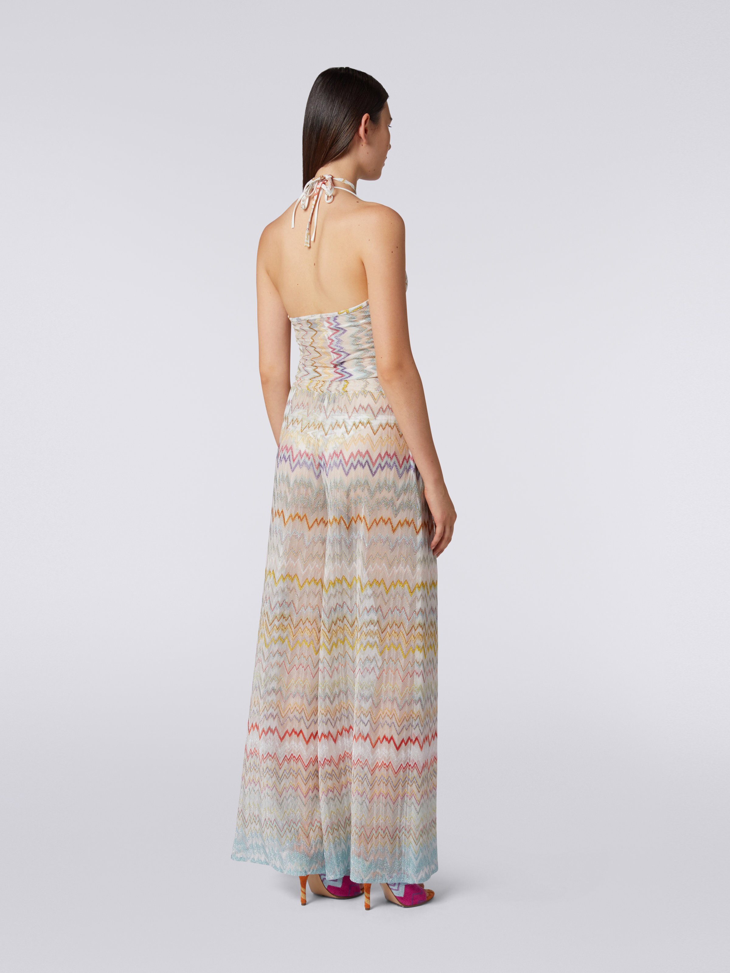 Viscose blend palazzo trousers with lamé, Multicoloured  - 3